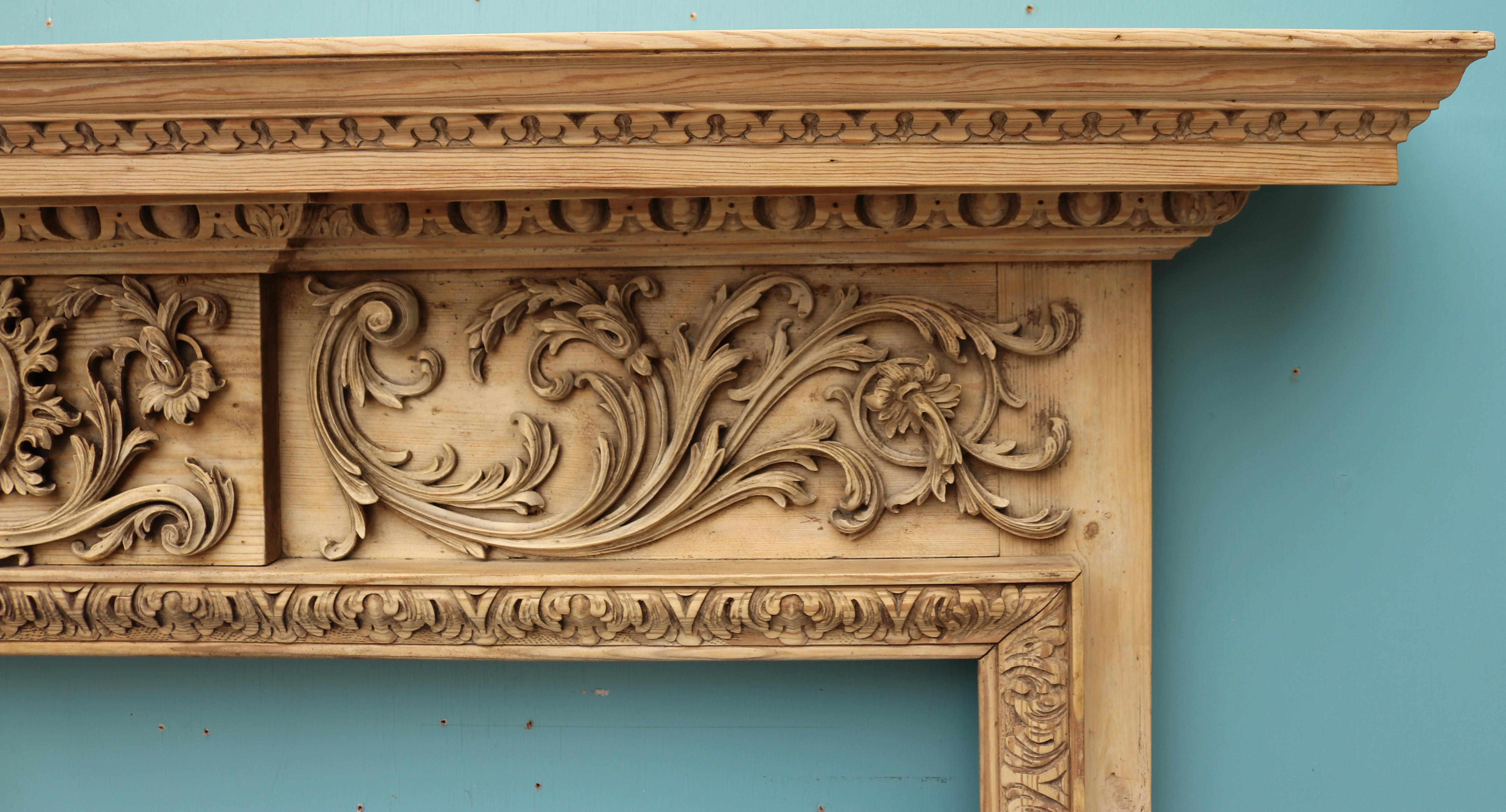 Pine A Reclaimed Georgian Style Hand Carved Fireplace For Sale