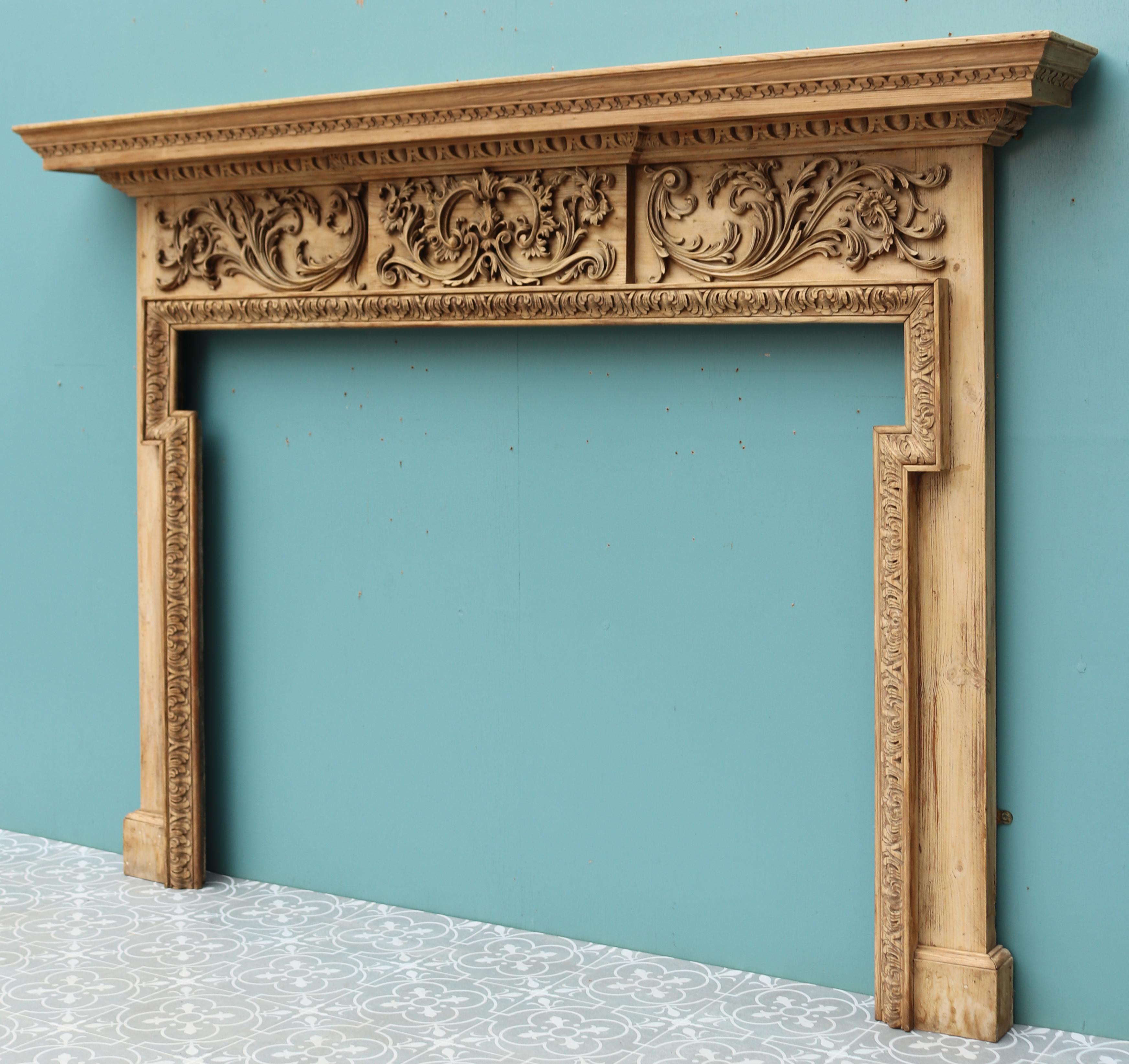 A Reclaimed Georgian Style Hand Carved Fireplace For Sale 1