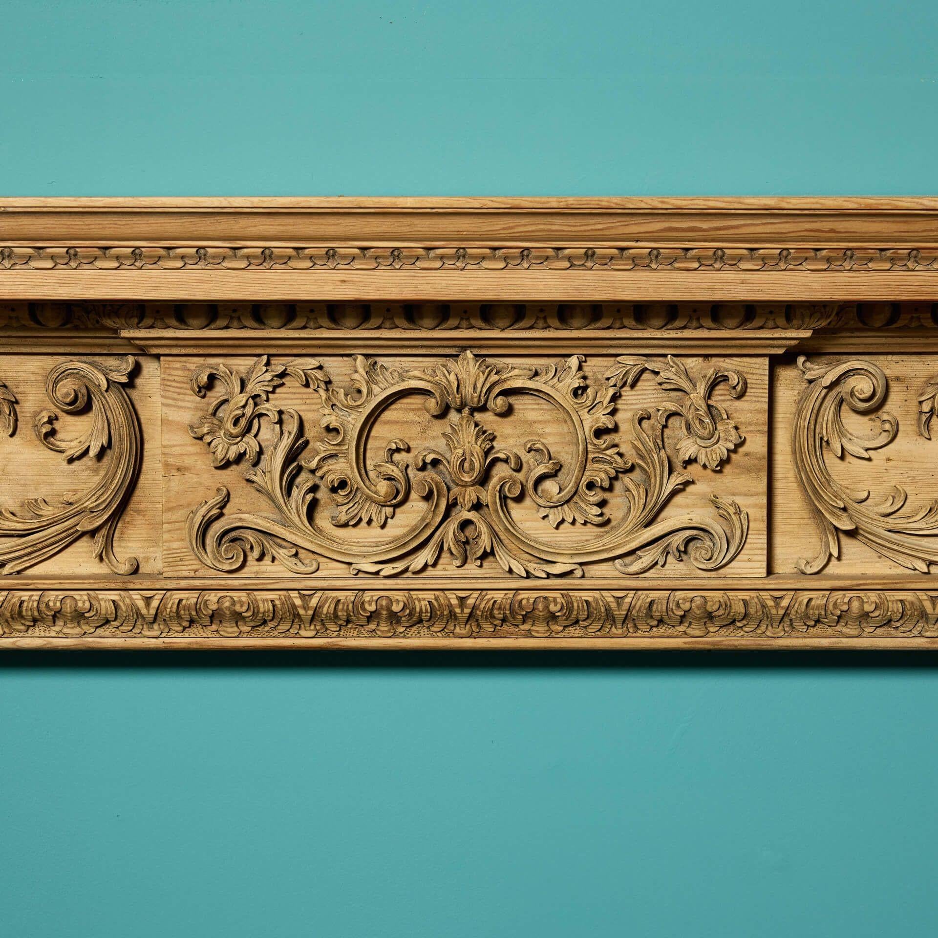 Reclaimed Georgian Style Carved Pine Fireplace In Fair Condition For Sale In Wormelow, Herefordshire