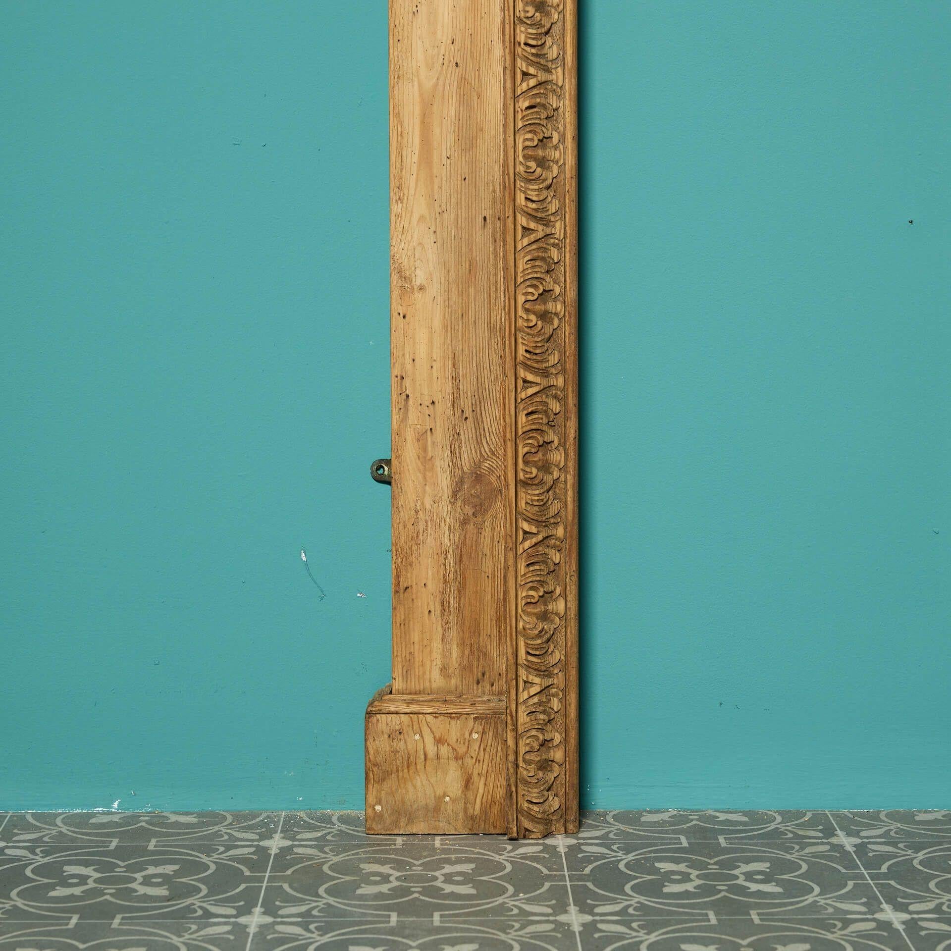 Reclaimed Georgian Style Carved Pine Fireplace For Sale 1