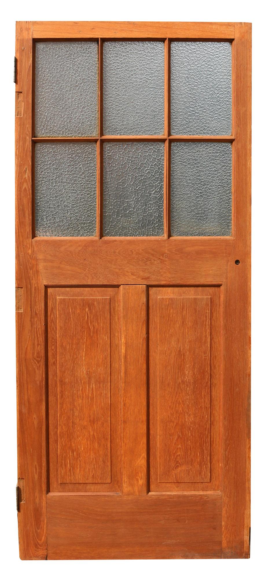 Reclaimed Glazed Teak Wood Door In Good Condition For Sale In Wormelow, Herefordshire