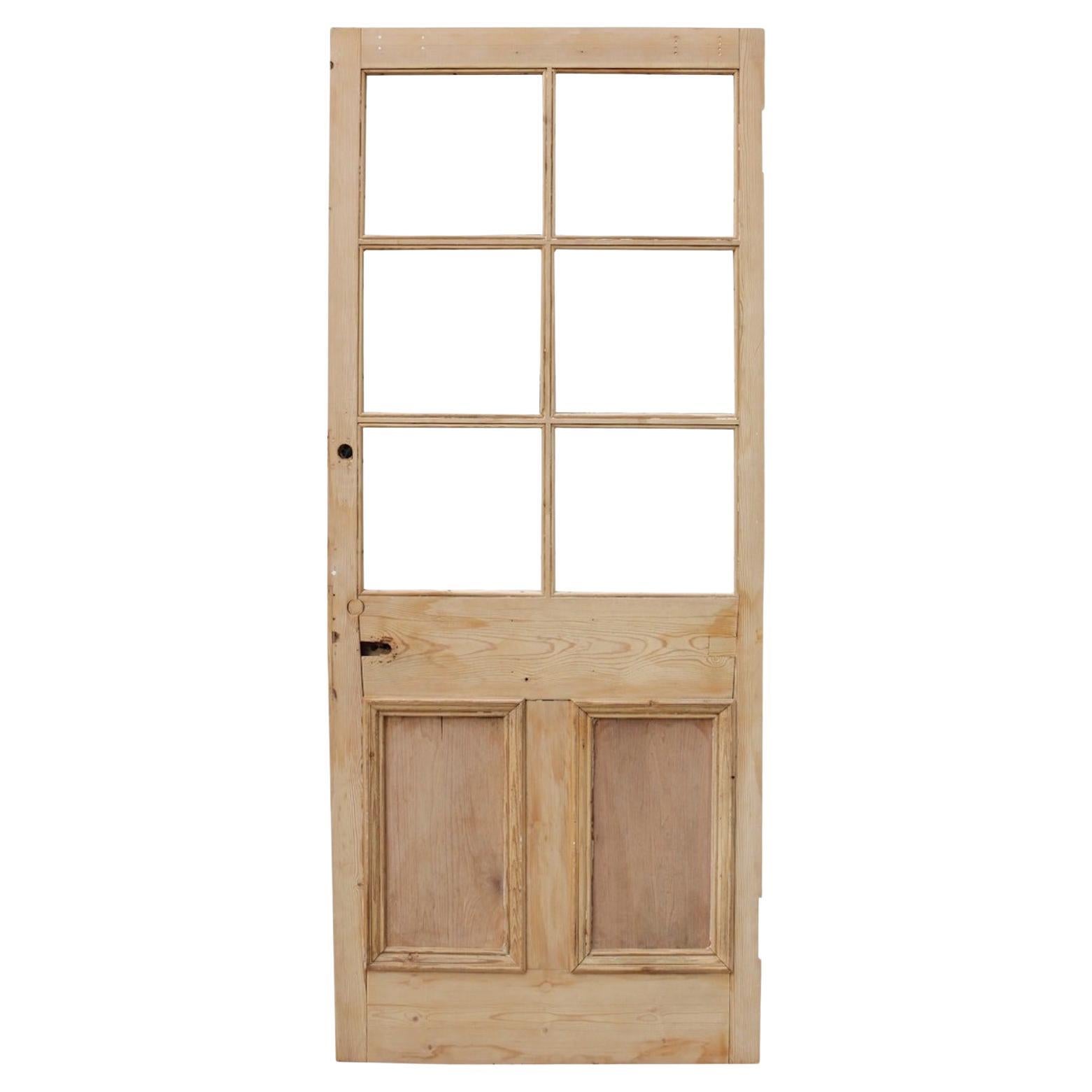 Reclaimed Glazed Wooden Pine Door For Sale