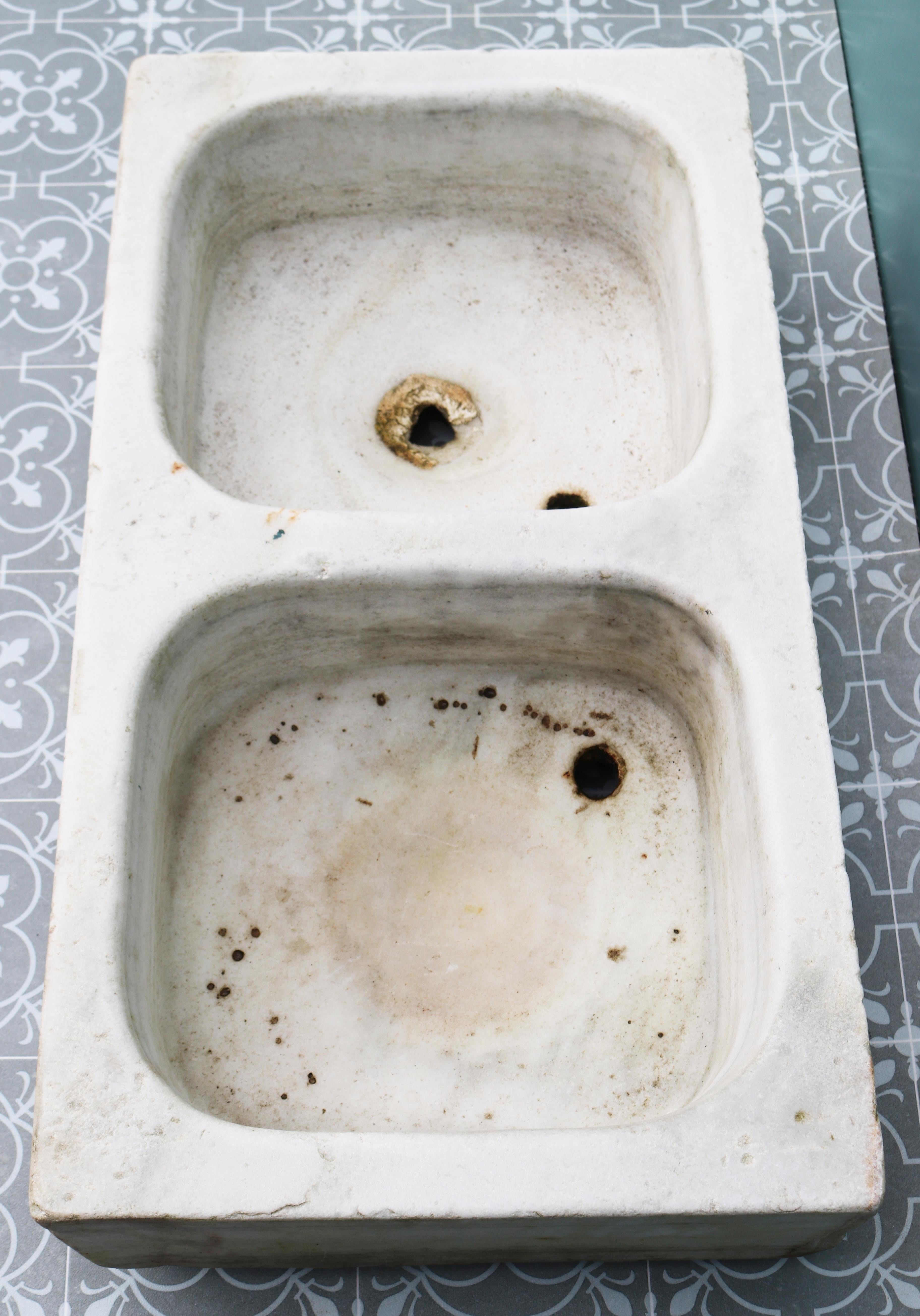 European Reclaimed Italian Carrara Marble Sink or Basin