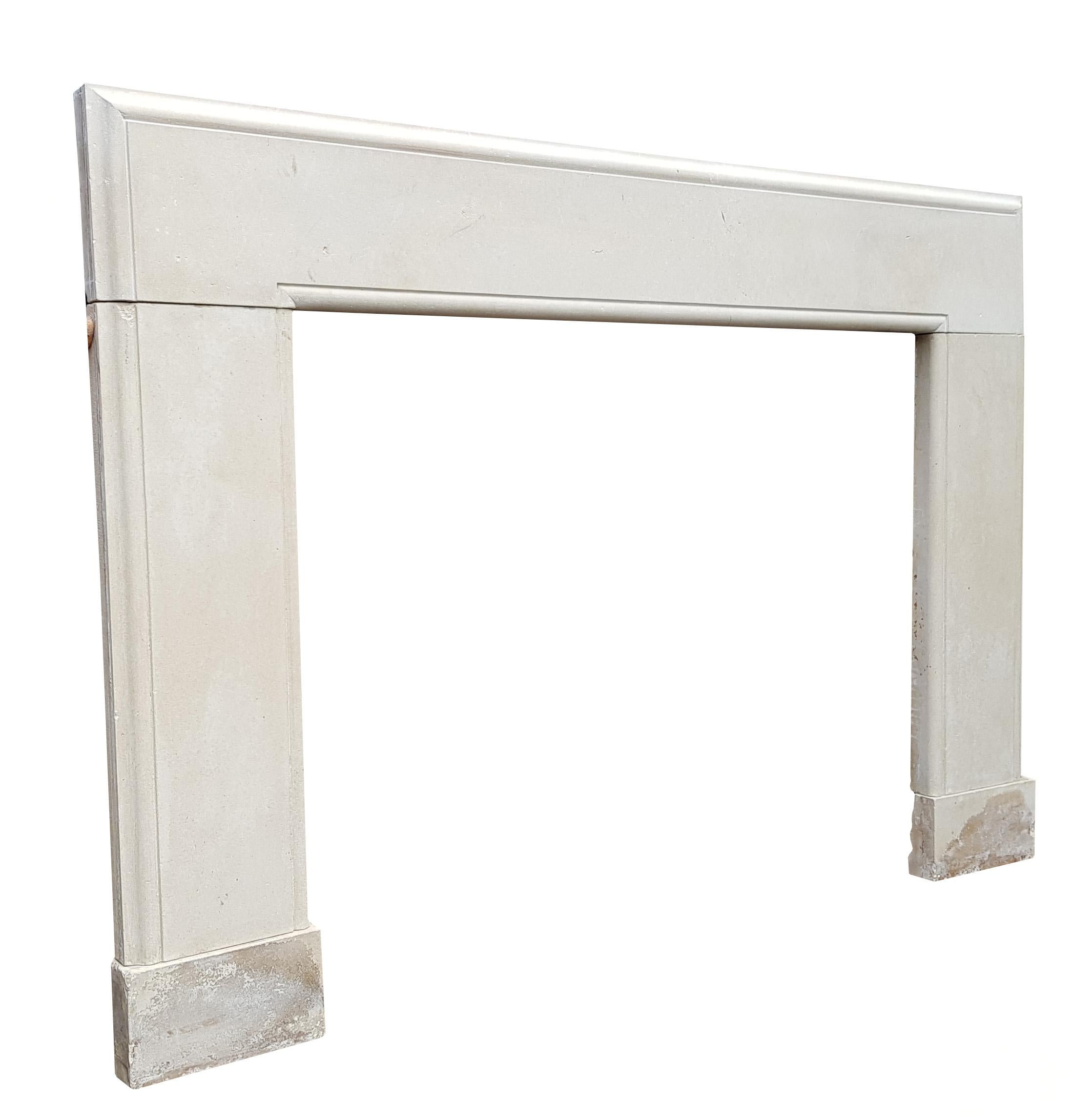 A large Portland Limestone fire surround reclaimed from a property on the South coast of England. Dating to the early 20th century, this style would equally suit a Georgian period property.

Additional dimensions:

Opening height 112