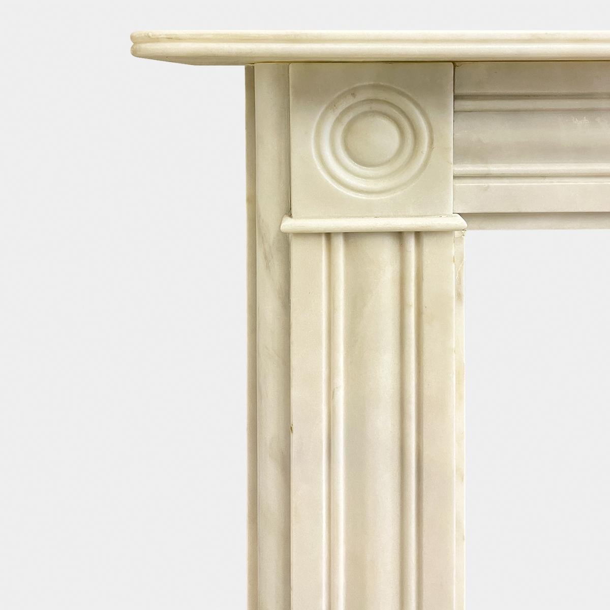 Carved A Reclaimed Regency Style Marble Fireplace Mantel 