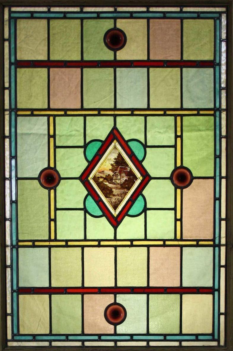 A reclaimed Victorian stained glass door. Suitable for external use if sheltered by a porch.