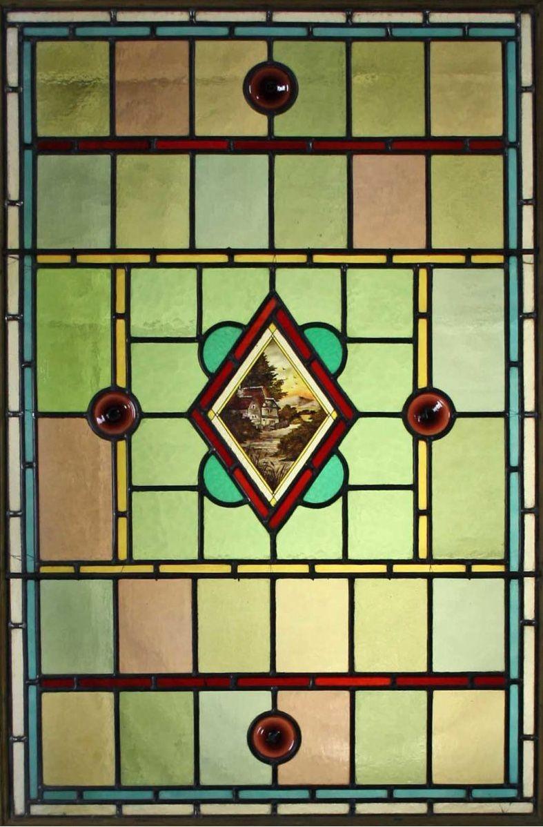 Victorian A Reclaimed Stained Glass Door For Sale