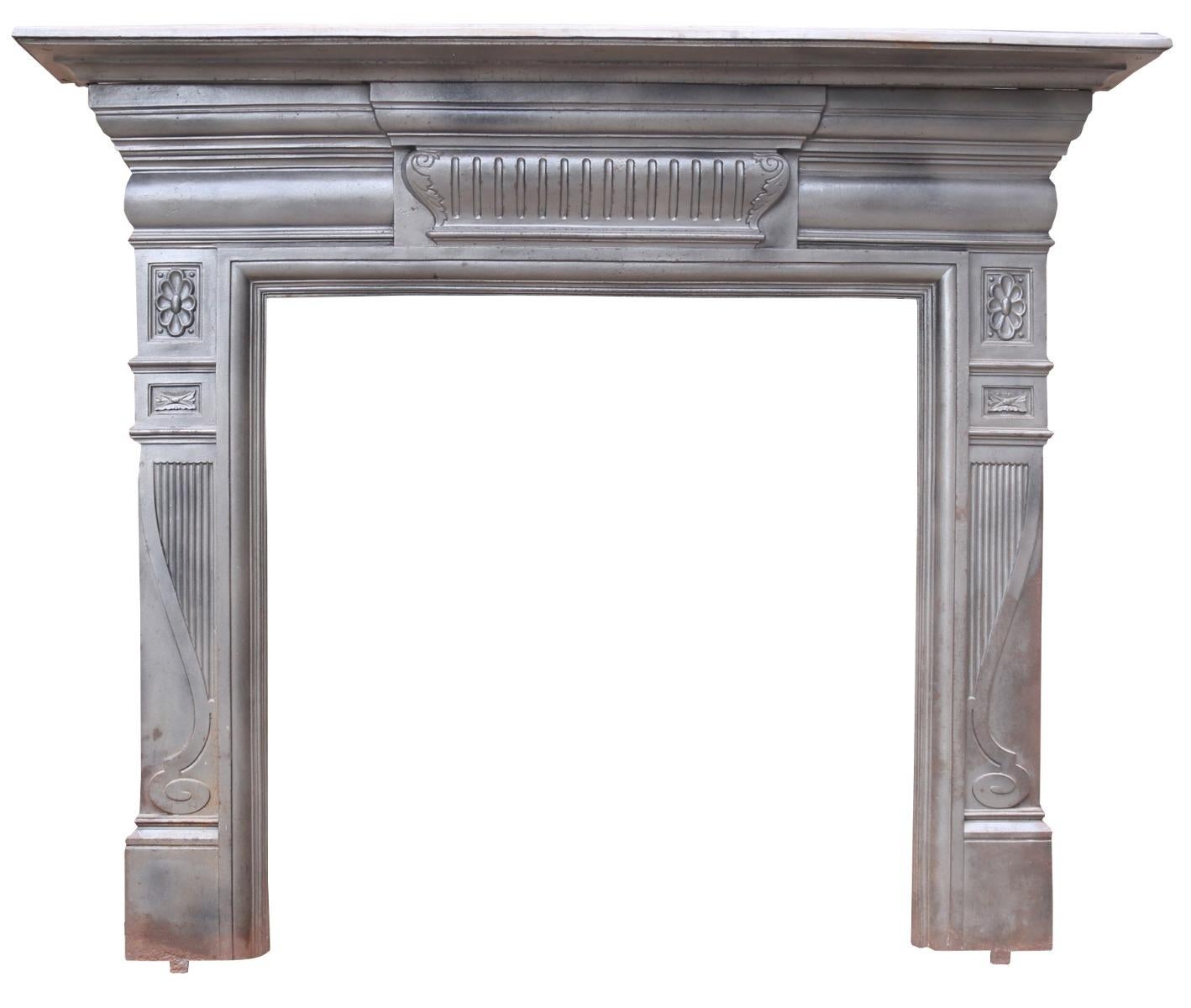 This Victorian mantel was salvaged from a house in West London. Additional Dimensions: Opening height 95.5 cm Opening width 95 cm Width between outside of legs 135 cm.