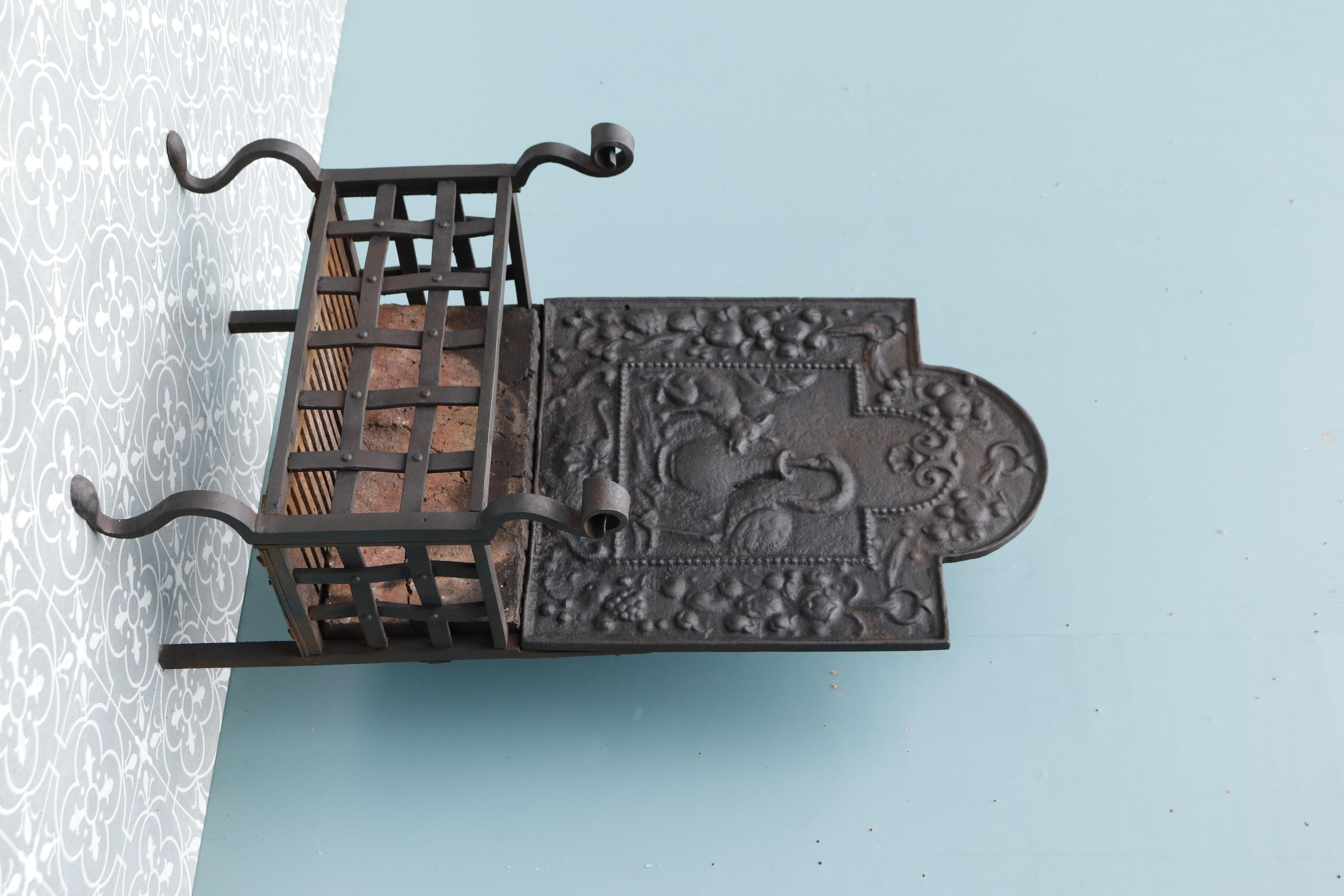 Iron Reclaimed Victorian Style Fireplace Grate For Sale