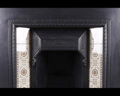 Reclaimed Victorian Tiled Fireplace Grate, 20th Century