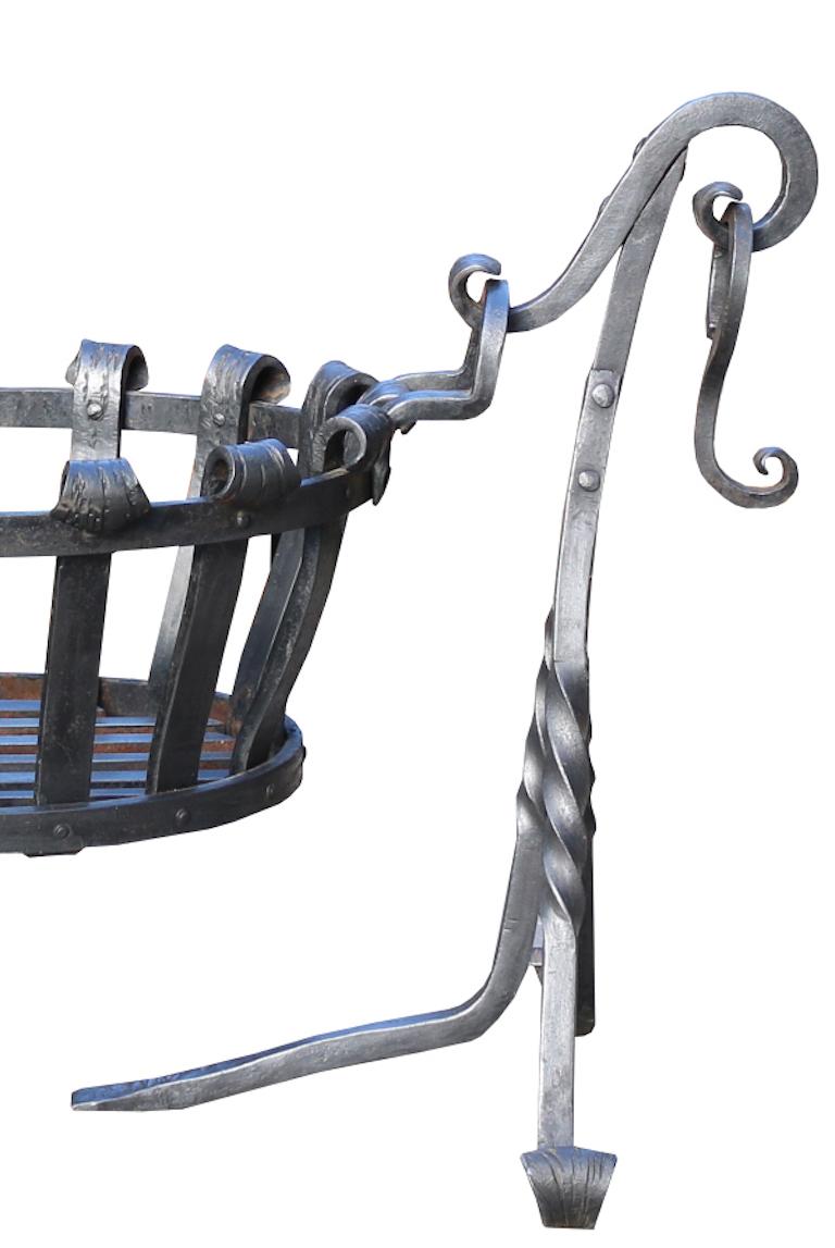 Reclaimed Wrought Iron Fire Basket In Good Condition In Wormelow, Herefordshire