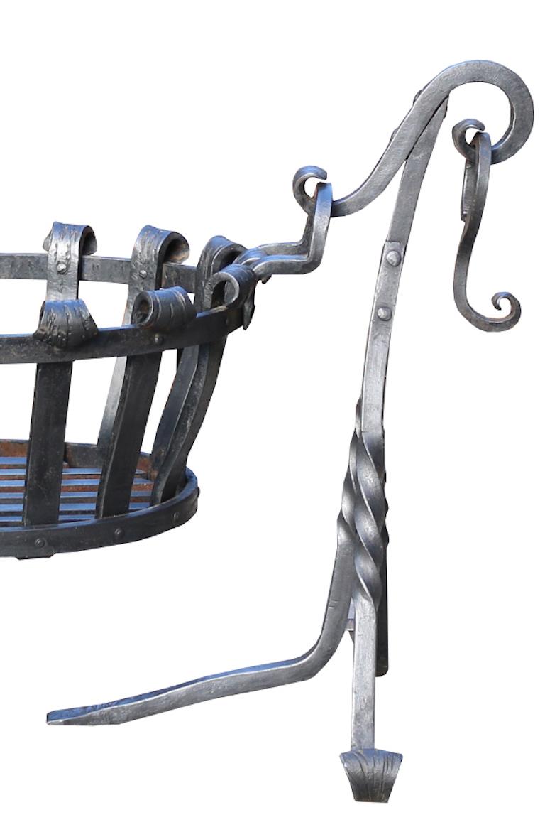 Reclaimed Wrought Iron Fire Basket For Sale at 1stDibs