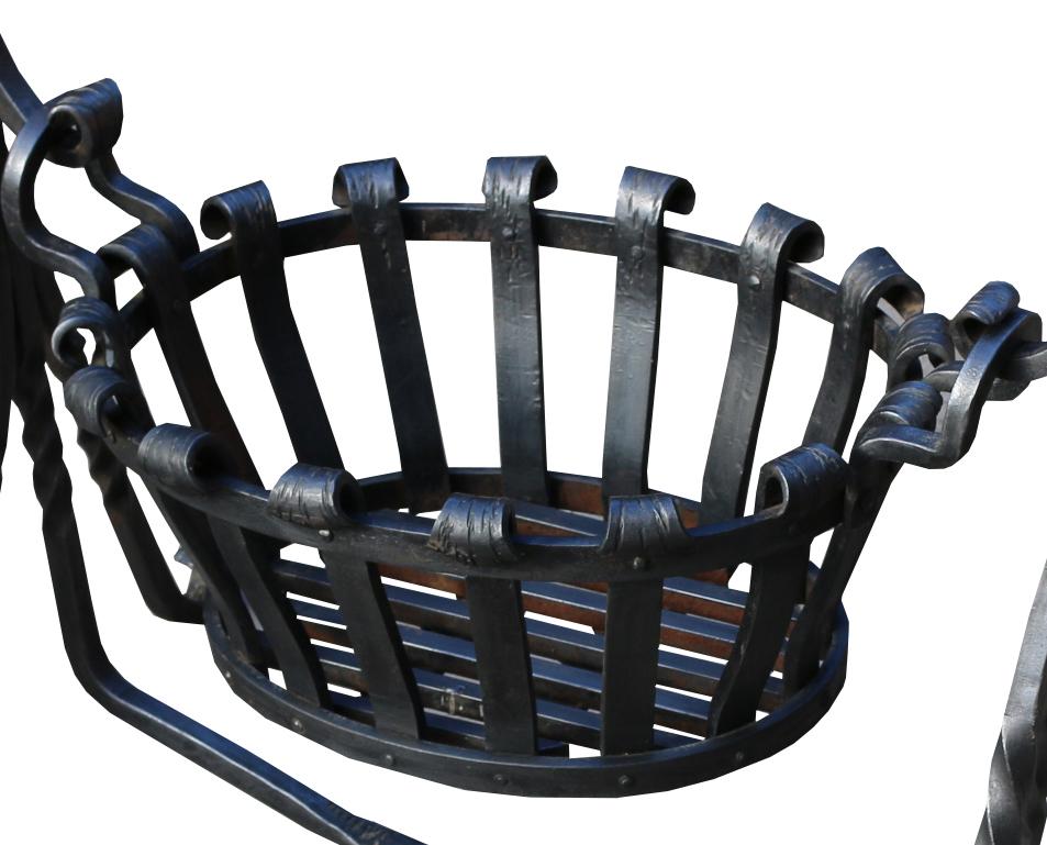 20th Century Reclaimed Wrought Iron Fire Basket