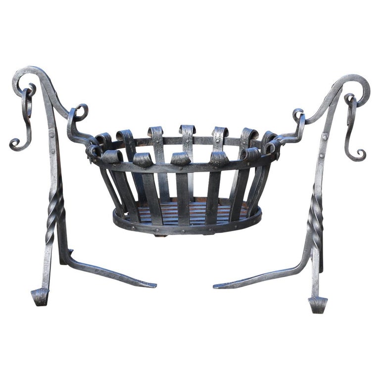 Reclaimed Wrought Iron Fire Basket For Sale at 1stDibs