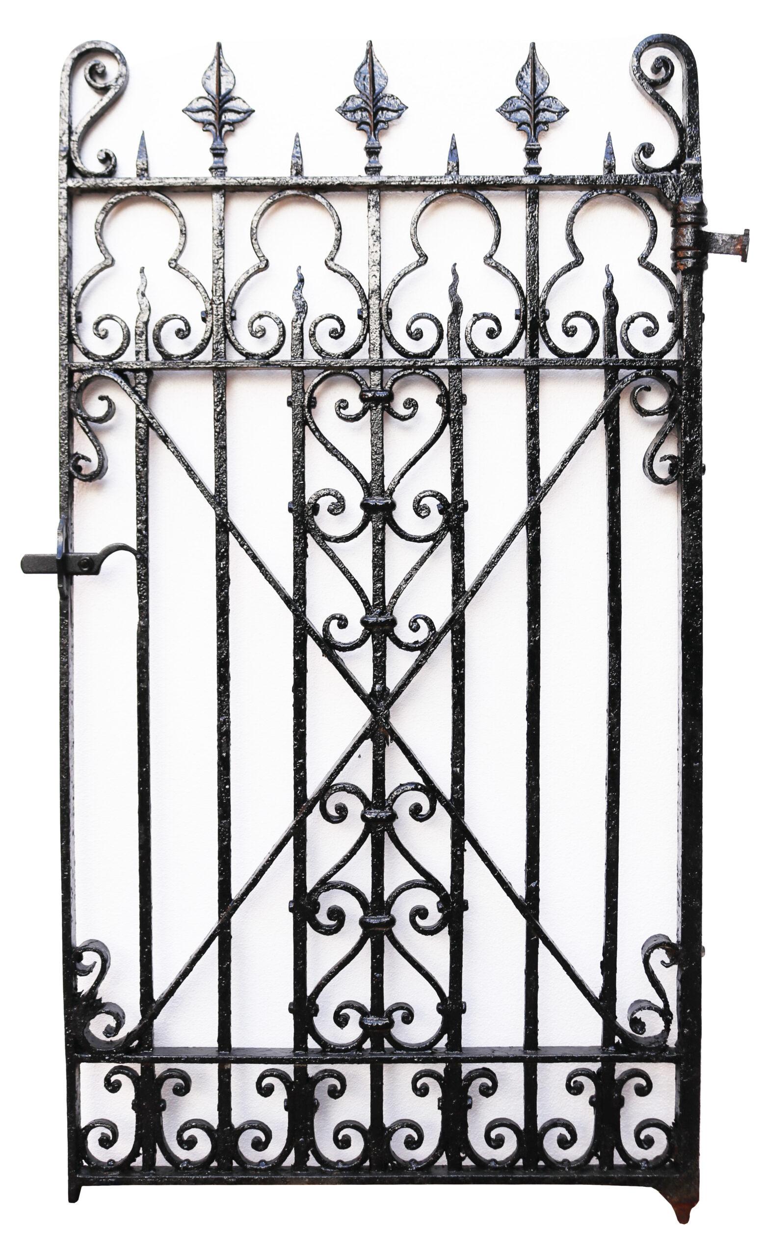 Antique wrought iron pedestrian gate. A late 19th century gate which beautifully demonstrates the skills of victorian blacksmithing. Scrolling design with floral finials adding to its grand appearance.

Additional Dimensions

For an opening of
