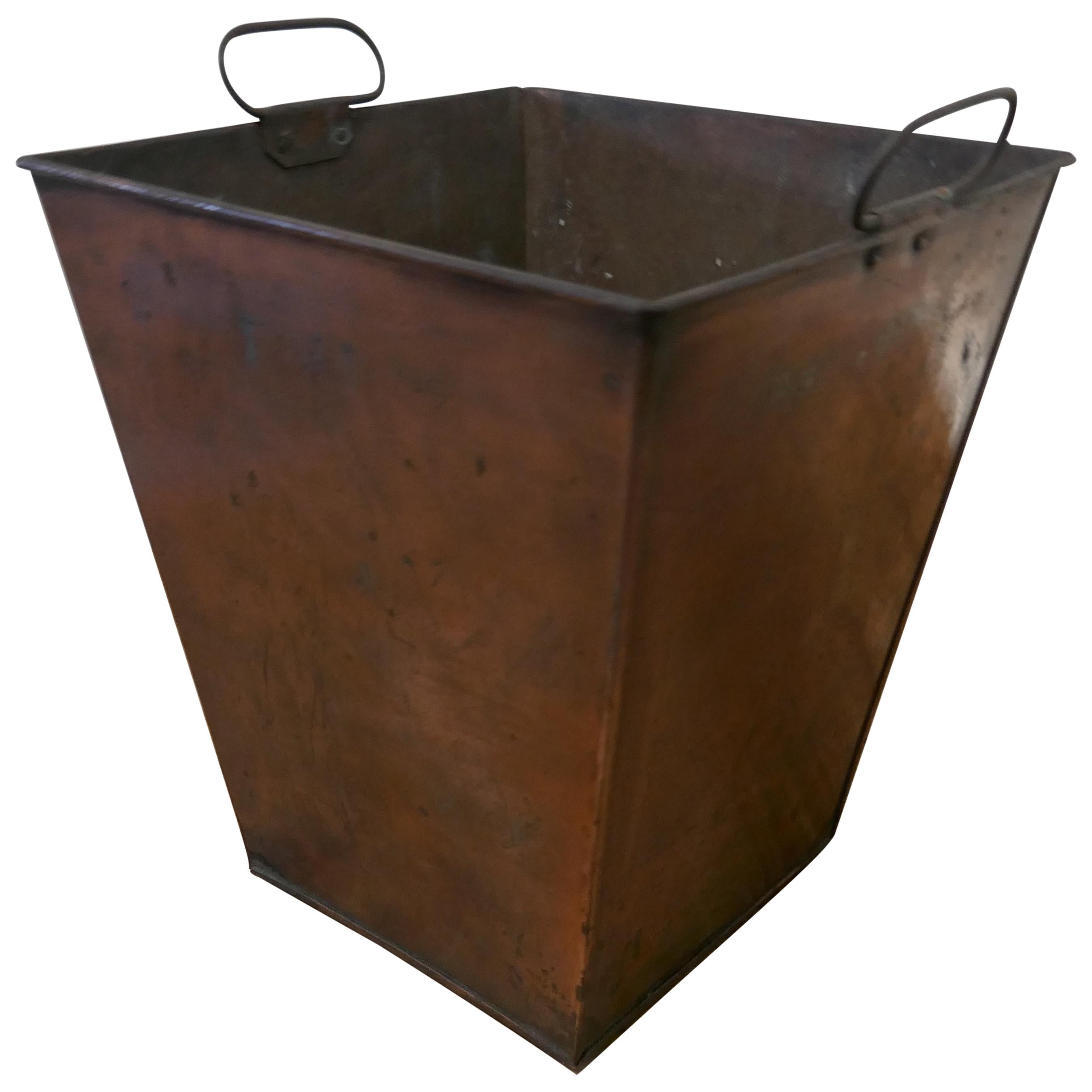 A Rectangular Copper Waste Paper Bin