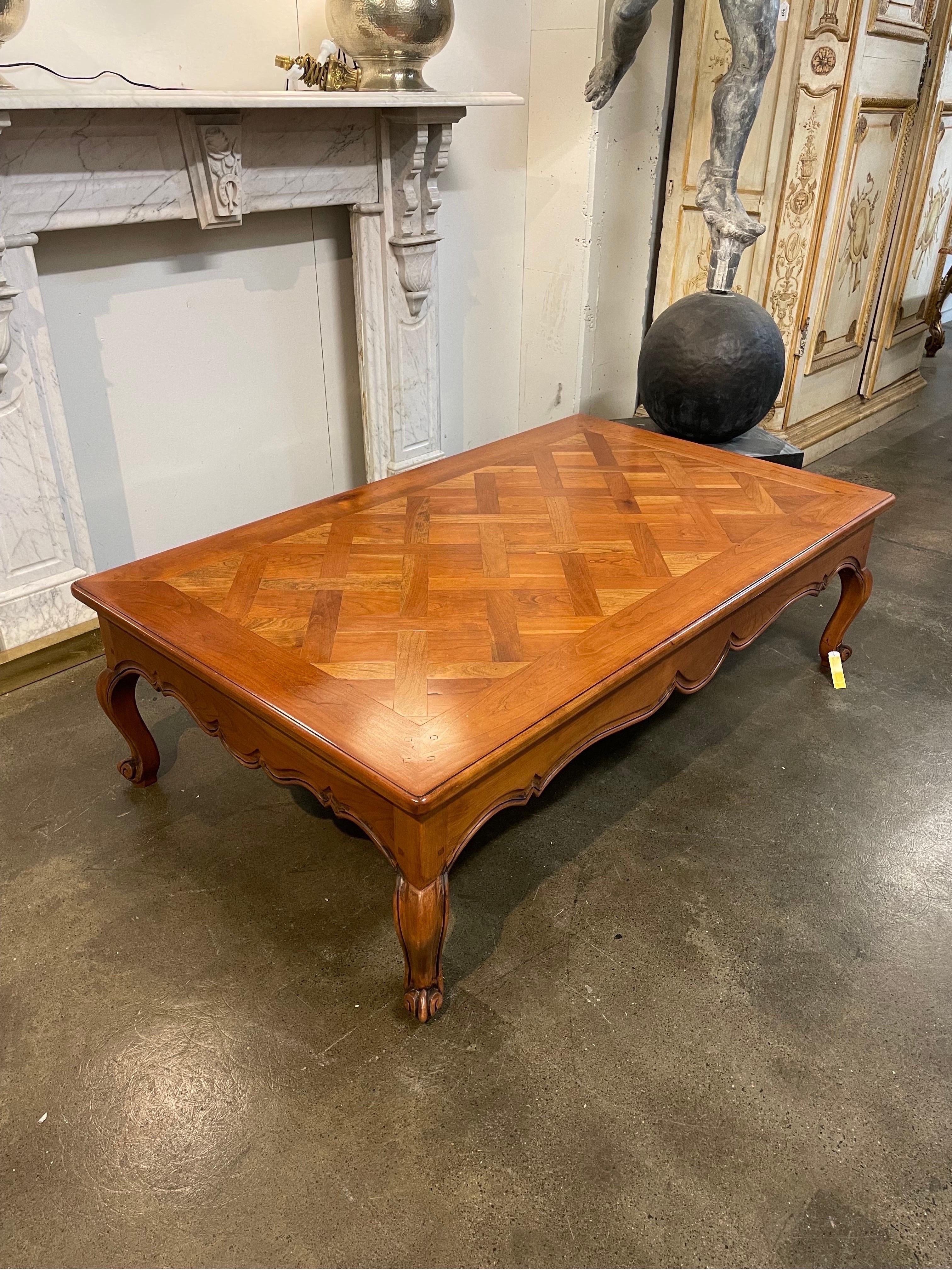 A Rectangular French Provincial Style Parquetry Coffee Table In Good Condition For Sale In ARMADALE, VIC