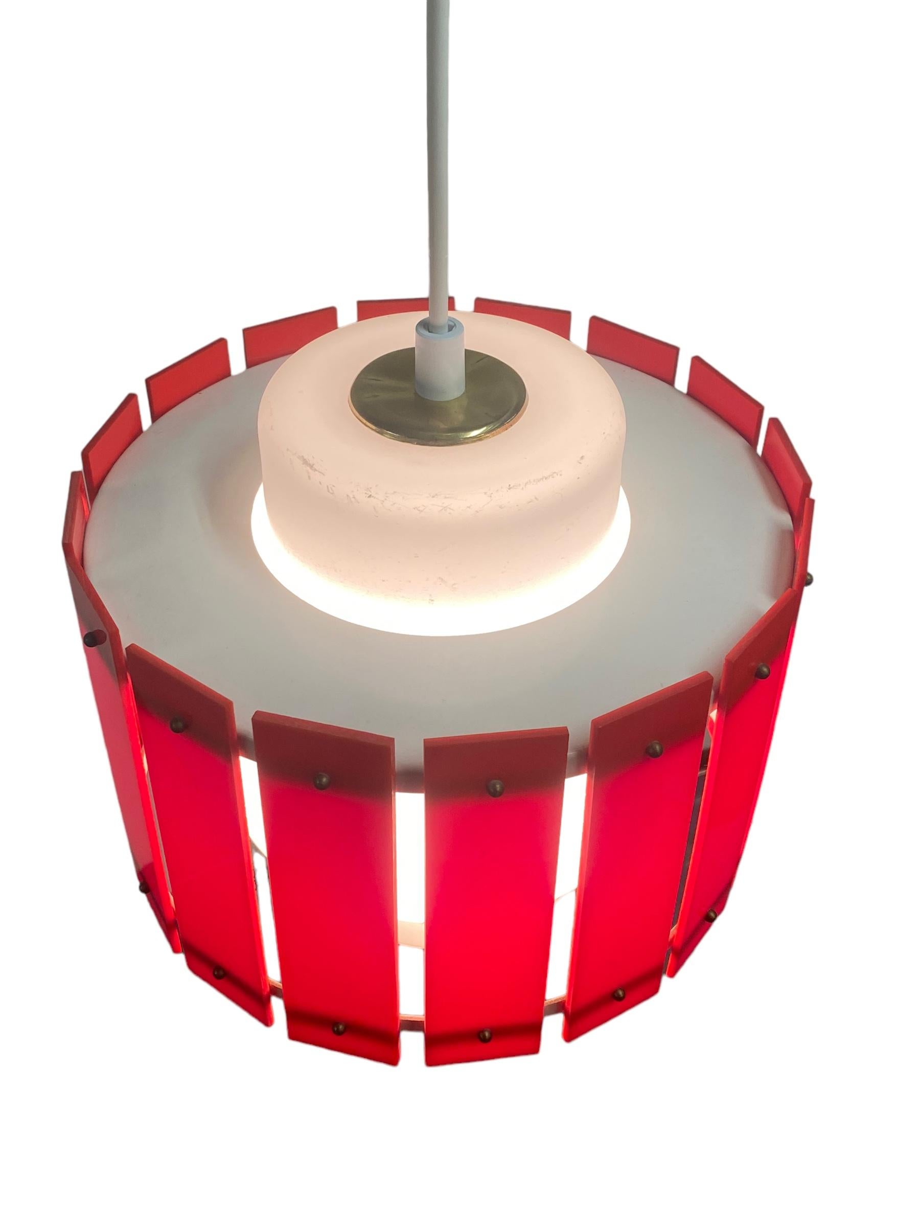 A Red Ceiling Pendant Model K2-47 by Maria Lindeman, 1960s In Good Condition For Sale In Helsinki, FI