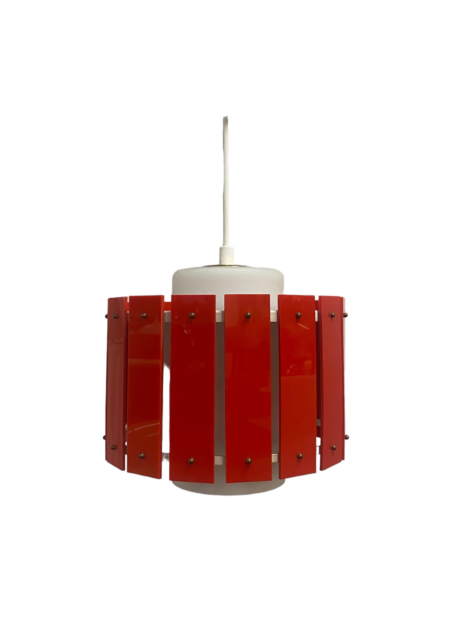 A Red Ceiling Pendant Model K2-47 by Maria Lindeman, 1960s For Sale 2
