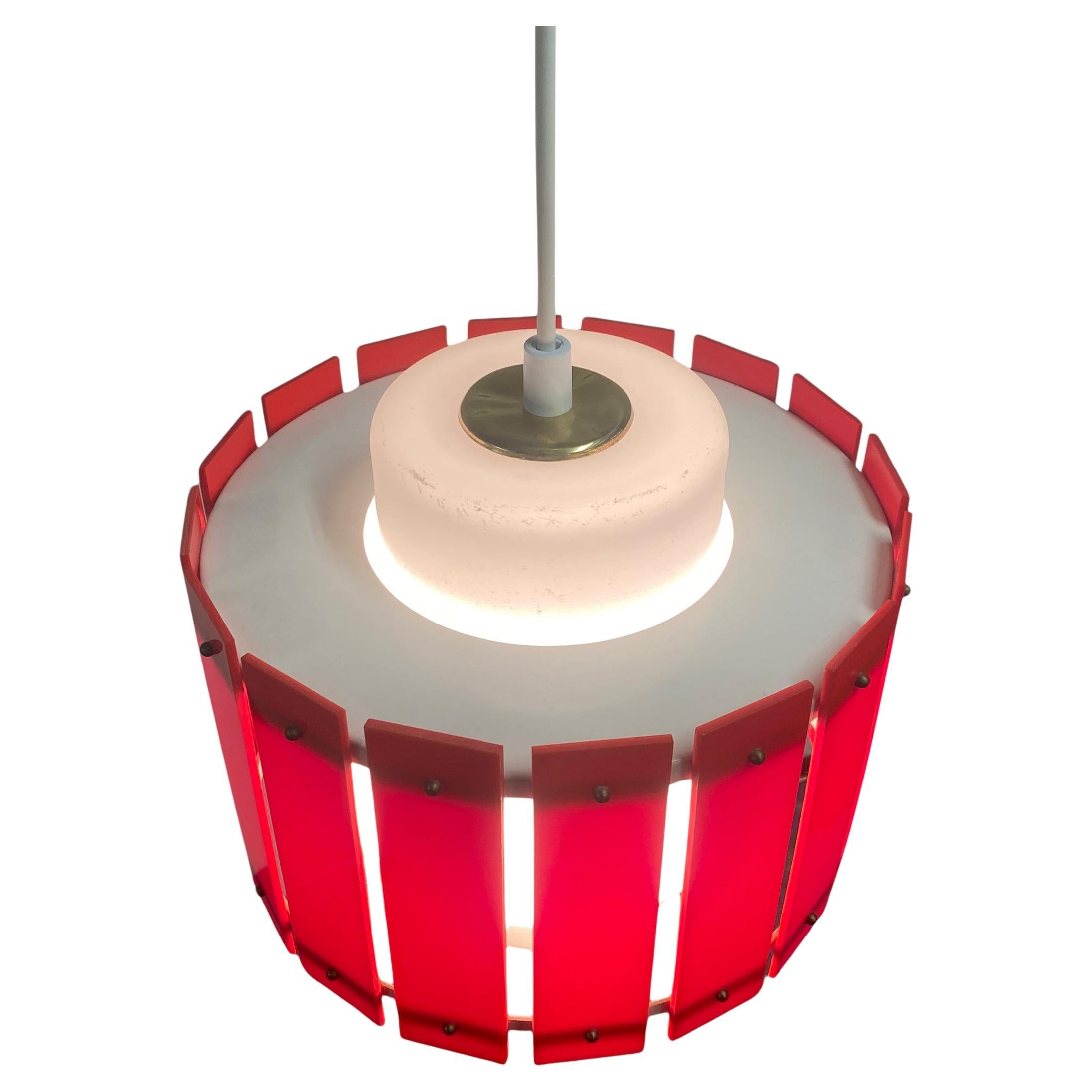 A Red Ceiling Pendant Model K2-47 by Maria Lindeman, 1960s