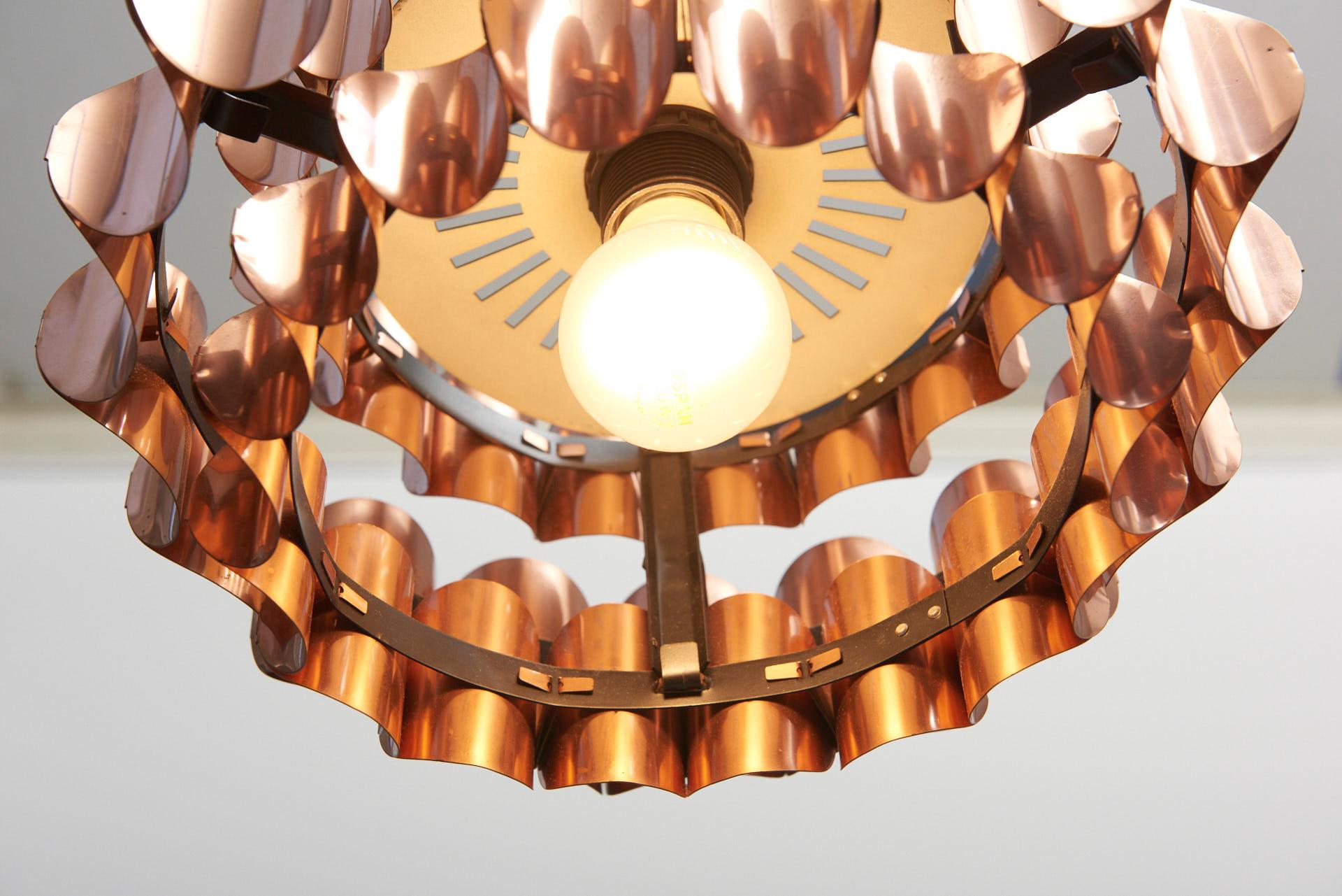 Red Copper Leaf Suspension Lamp, Designed by Thorsten Orrling In Good Condition In Antwerpen, BE