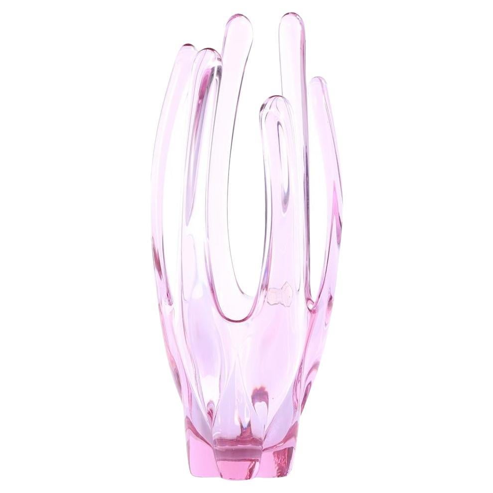 A red glass 'Splash" vase by Val-Saint-Lambert, Belgium, C. 1950.