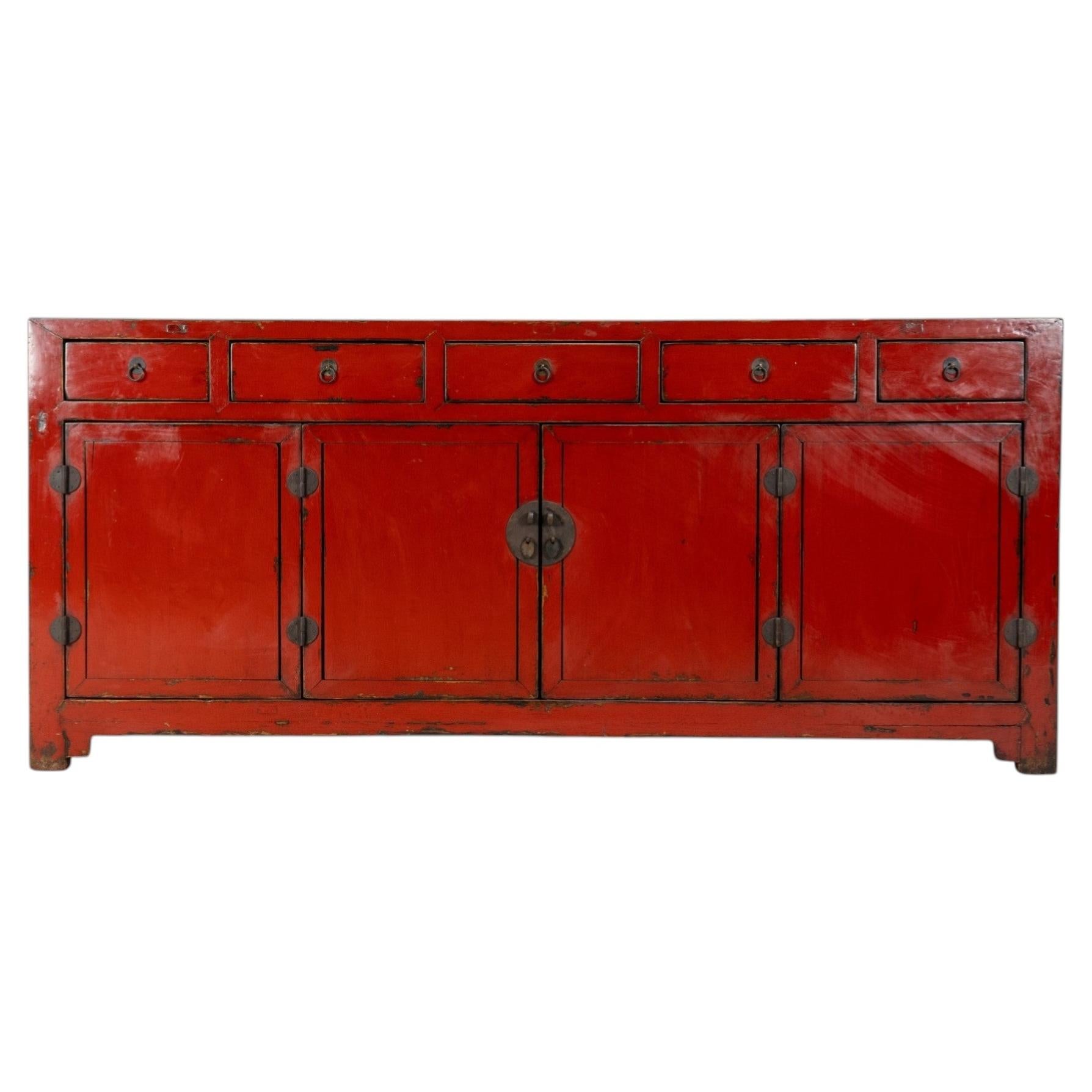 A Red Lacquer Chinese Coffer