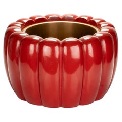 A Red Lacquer Japanese Hibachi In The Shape Of A Chrysanthemum