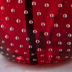 Red Midcentury Italian Murano Bullicante Glass Ball Table Lamp