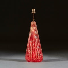 Red Murano Bullicante Glass Lamp