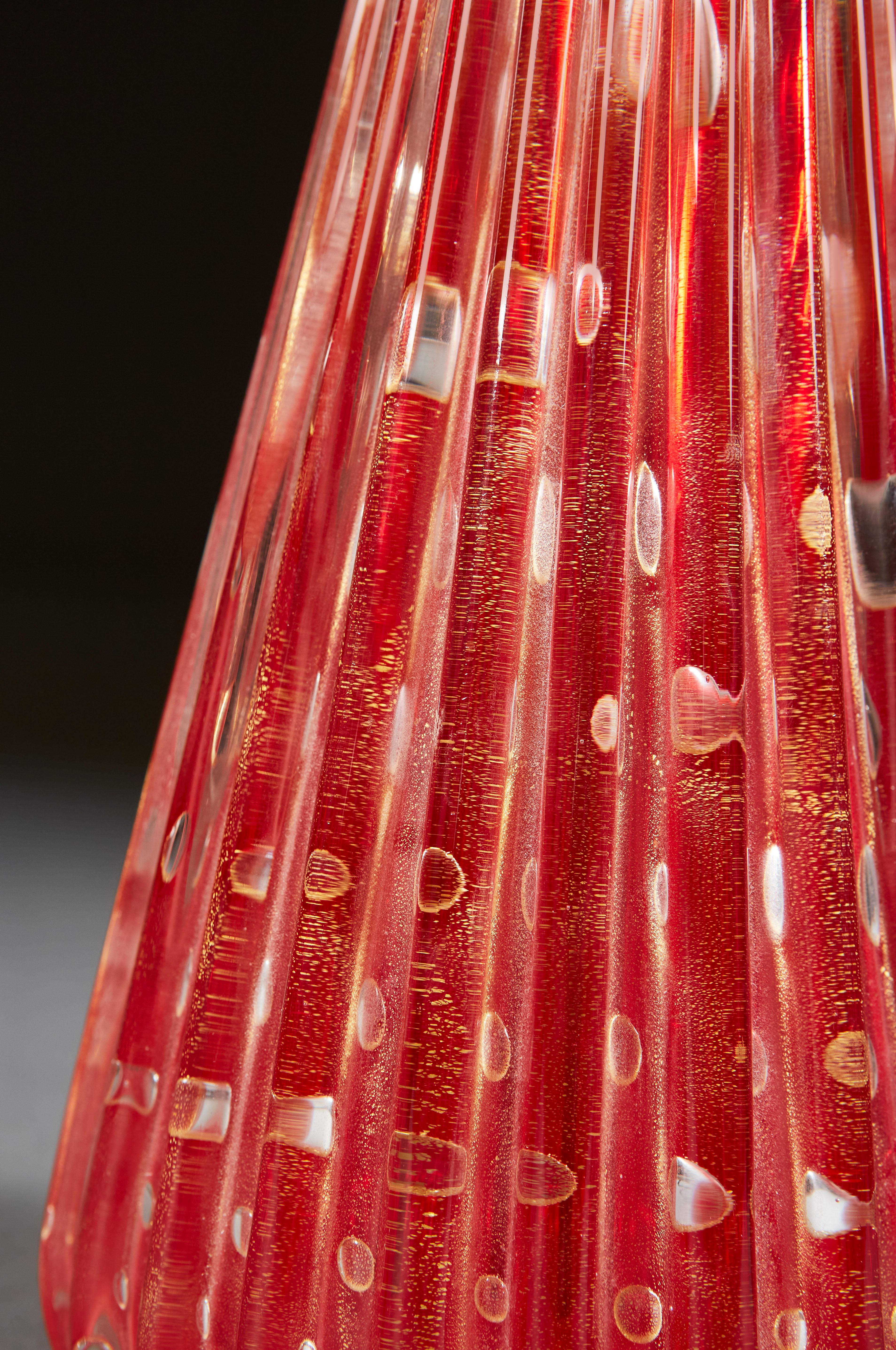 Red Murano Bullicante Glass Lamp In Good Condition In London, GB