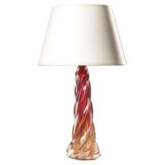 Red Murano Glass Spiral Lamp
