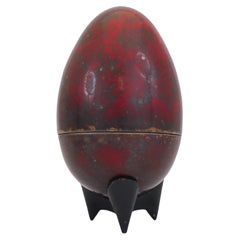 A Red Stoneware Egg Sculpture by Hans Hedberg, Biot, France