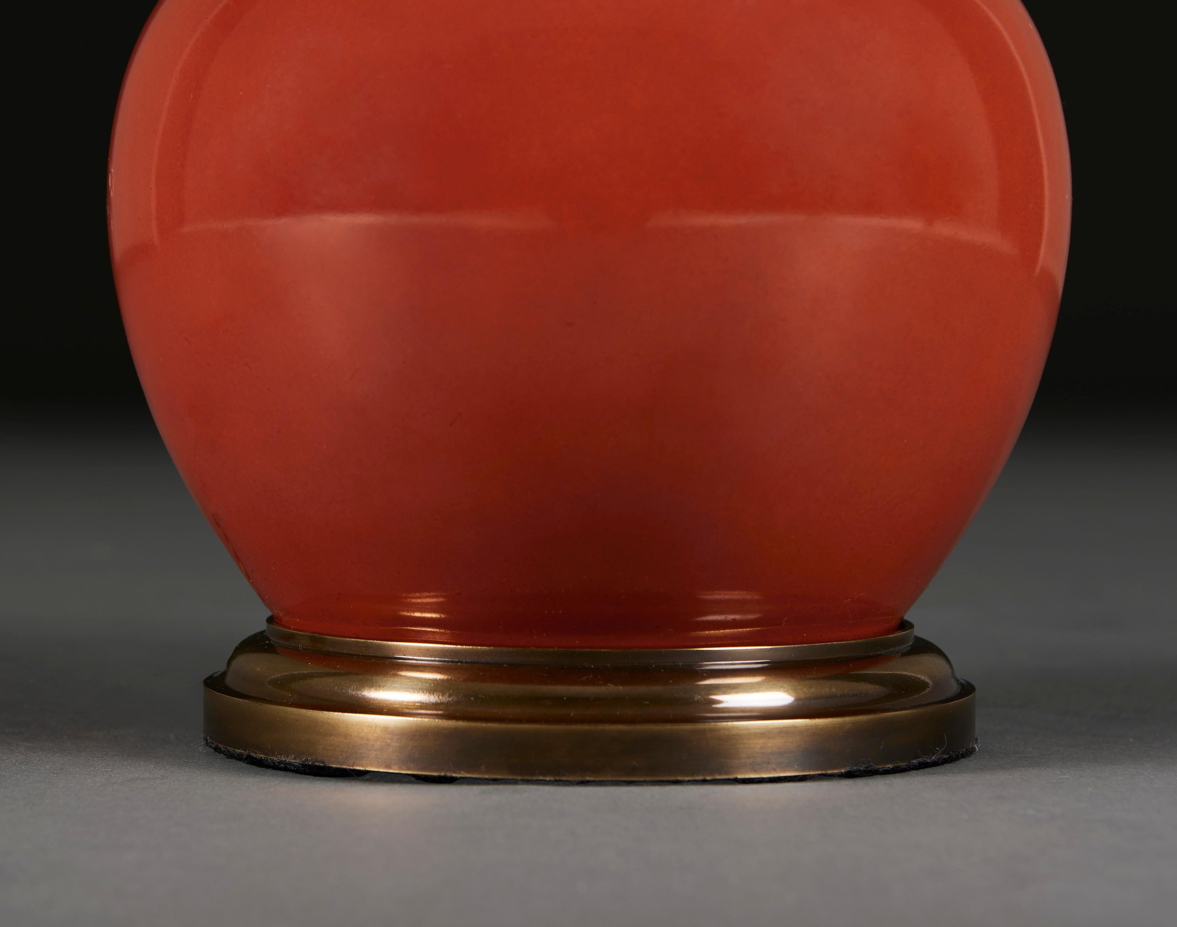 20th Century A Red Umber Monochrome Lamp