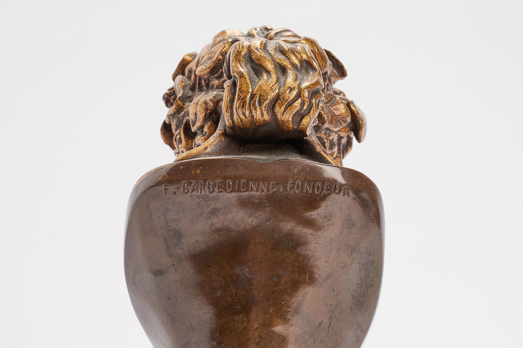 Bronzo Calamaio in marmo rosso di Verona e bronzo, firmato Barbedienne, Francia 1870. in vendita