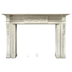 Antique Refined Adam Period Chimneypiece Carved in White Statuary Marble