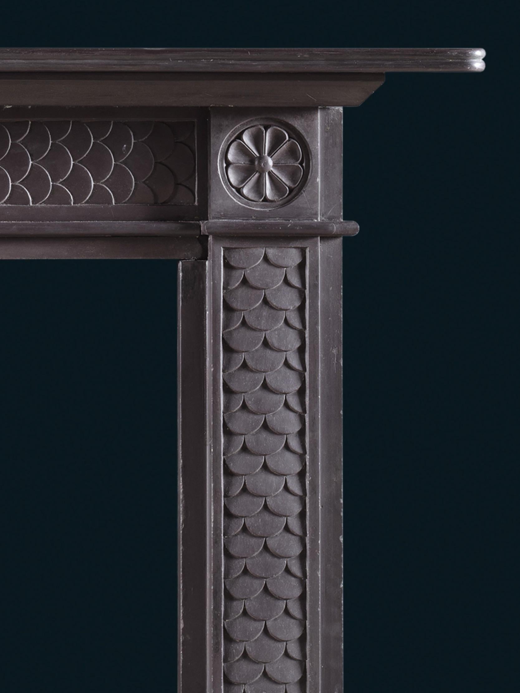 19th Century A Refined Early Regency Welsh Chimneypiece Carved in Slate