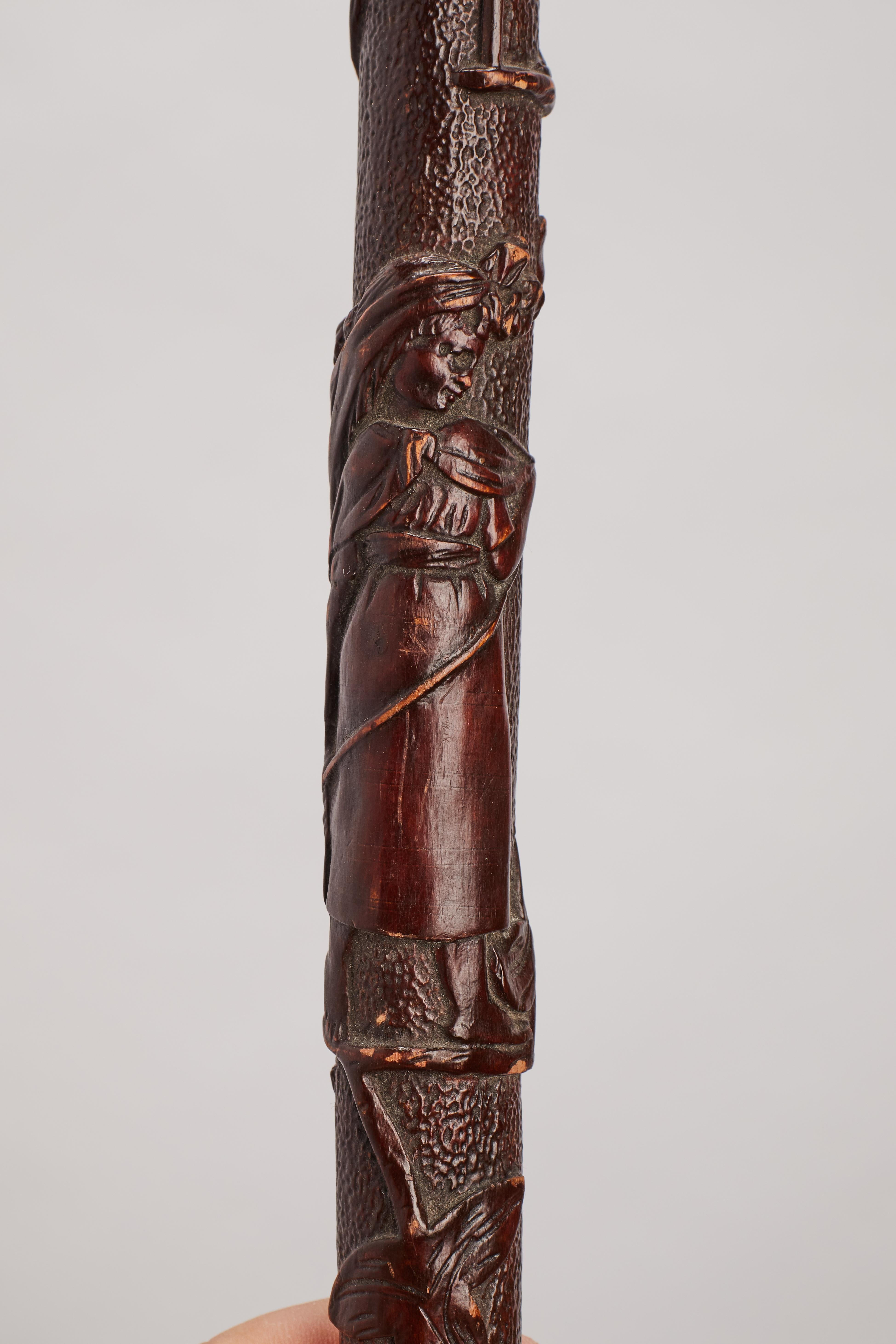 A refined Folk art walking stick with arts and crafts, Center America 1860. For Sale 5