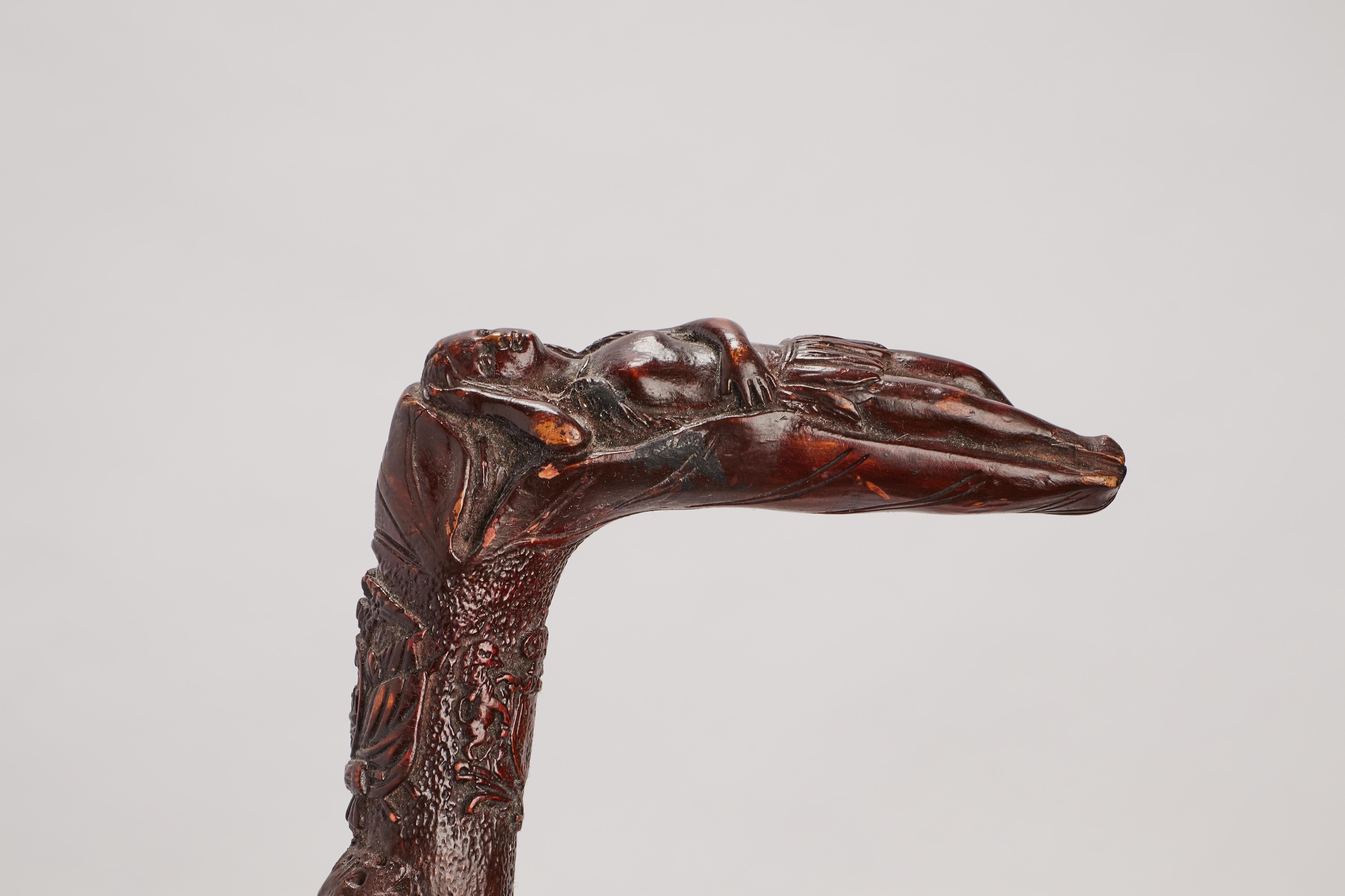 A refined Folk art walking stick with arts and crafts, Center America 1860. In Good Condition For Sale In Milan, IT