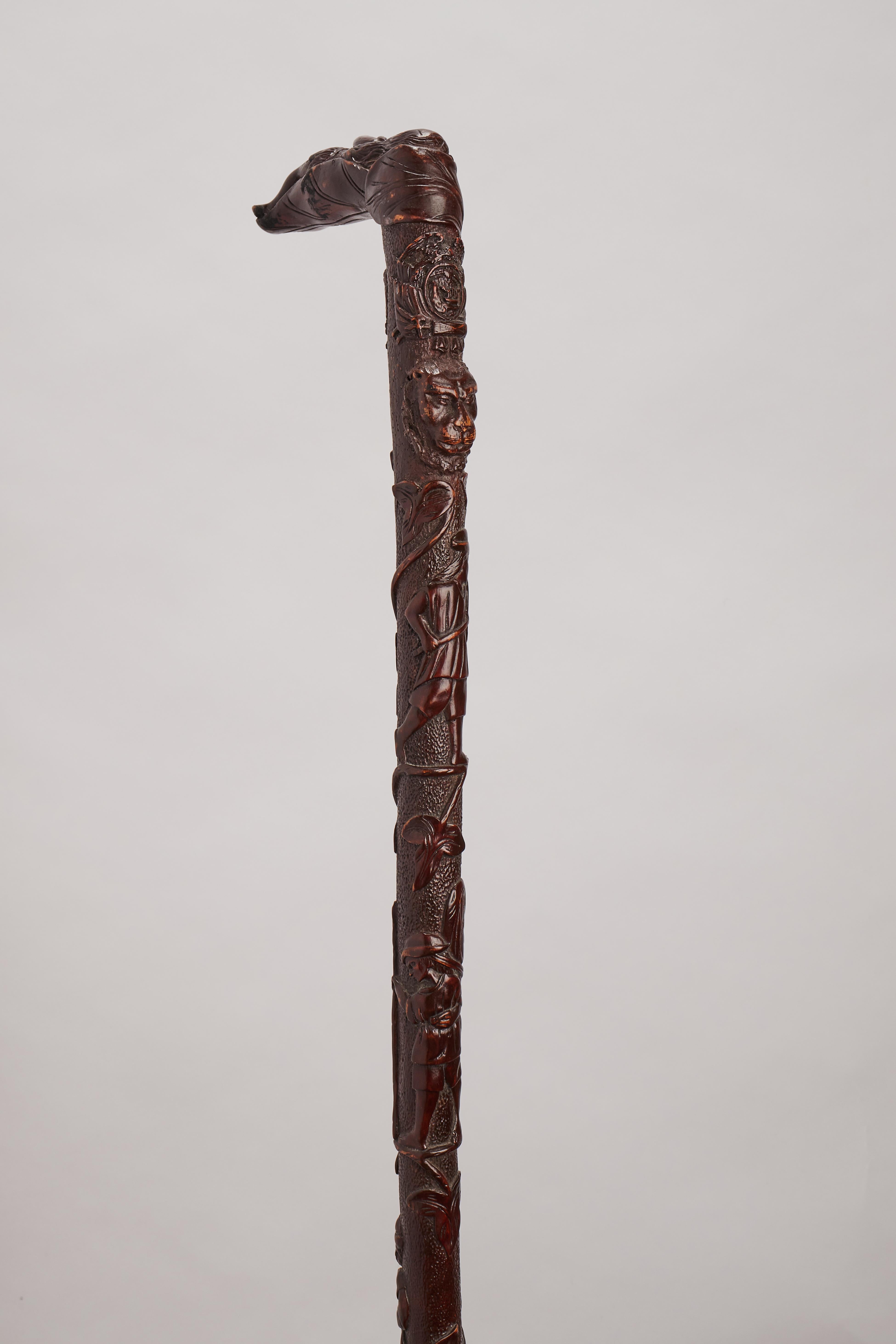 Mid-19th Century A refined Folk art walking stick with arts and crafts, Center America 1860. For Sale
