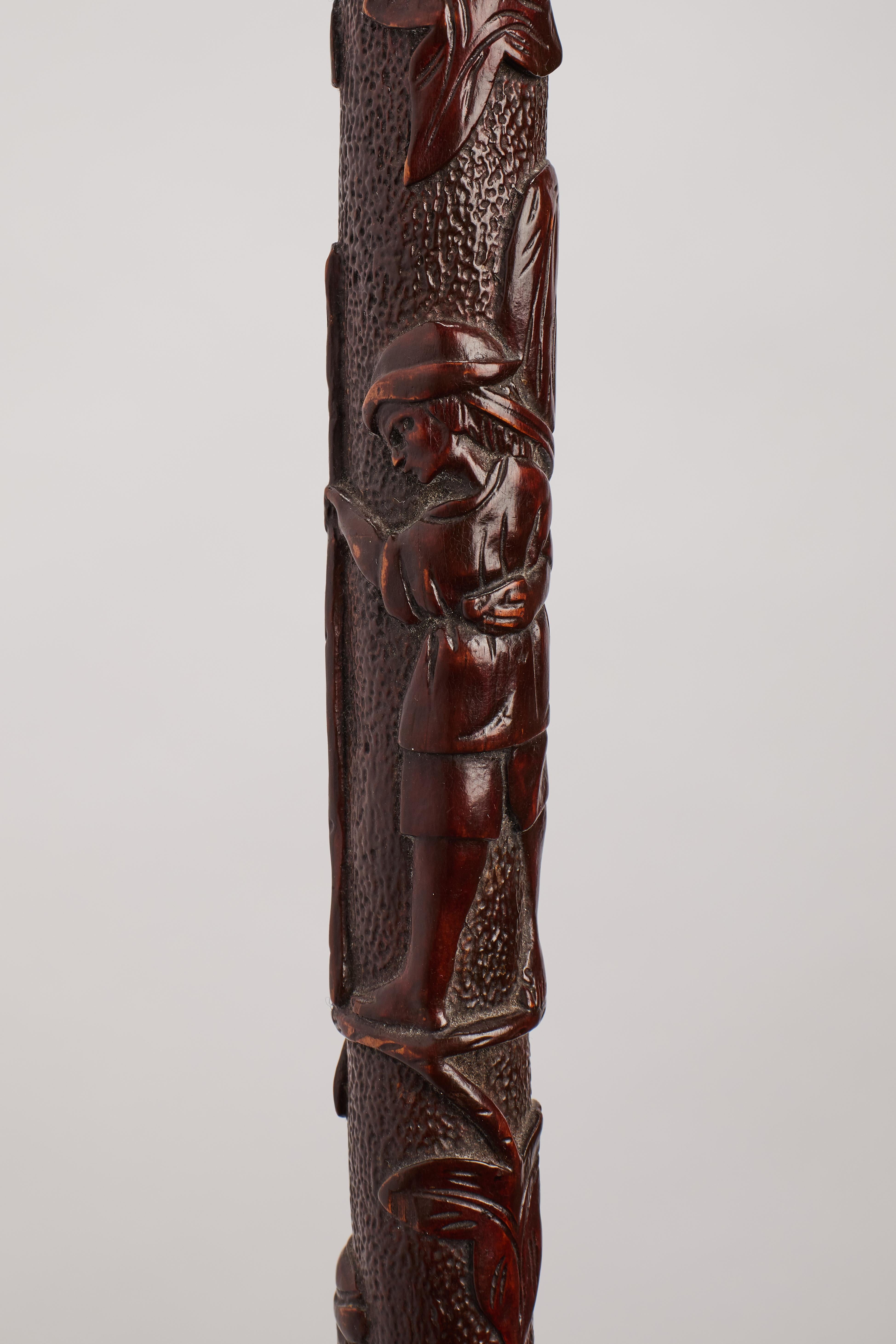 A refined Folk art walking stick with arts and crafts, Center America 1860. For Sale 1