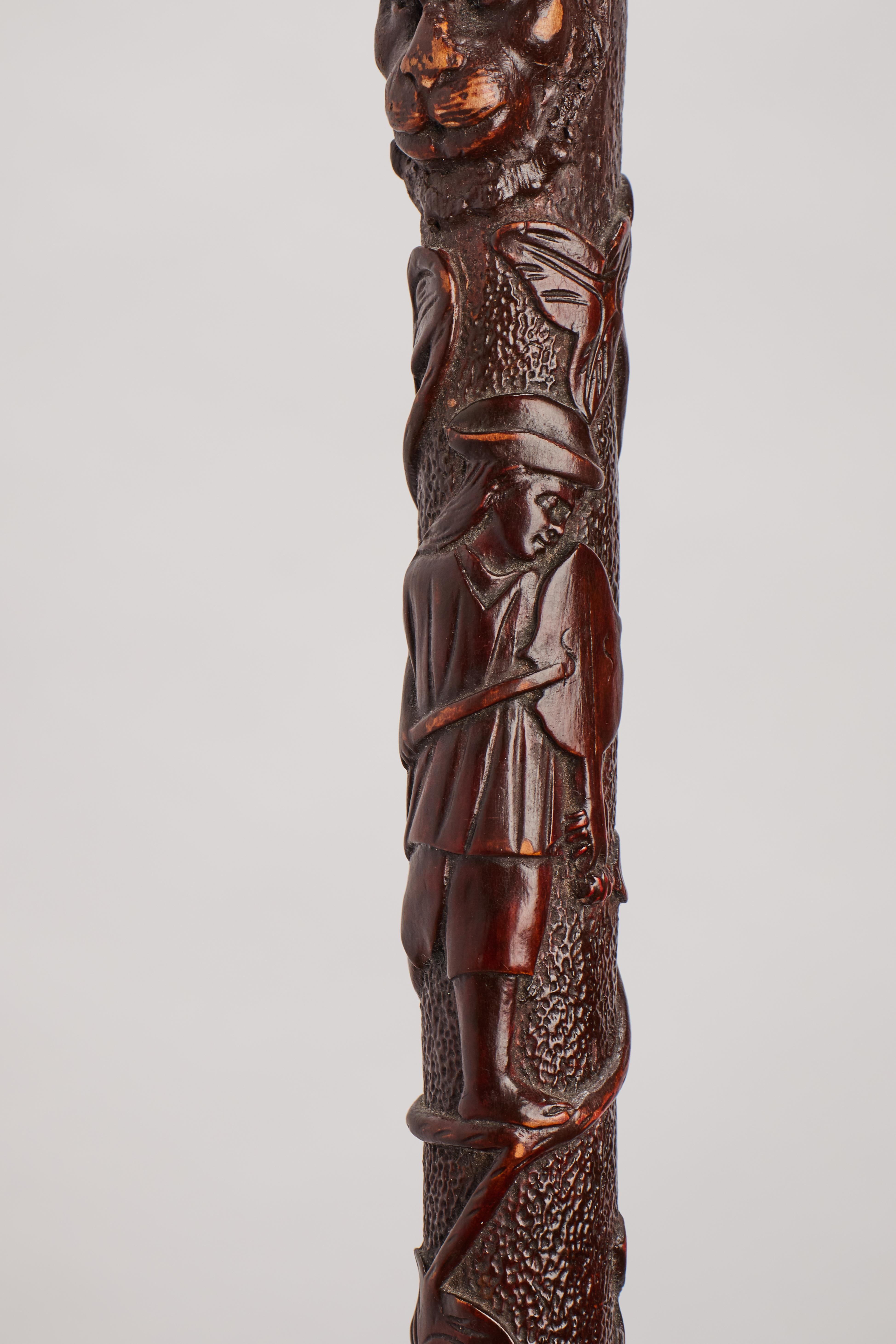 A refined Folk art walking stick with arts and crafts, Center America 1860. For Sale 2