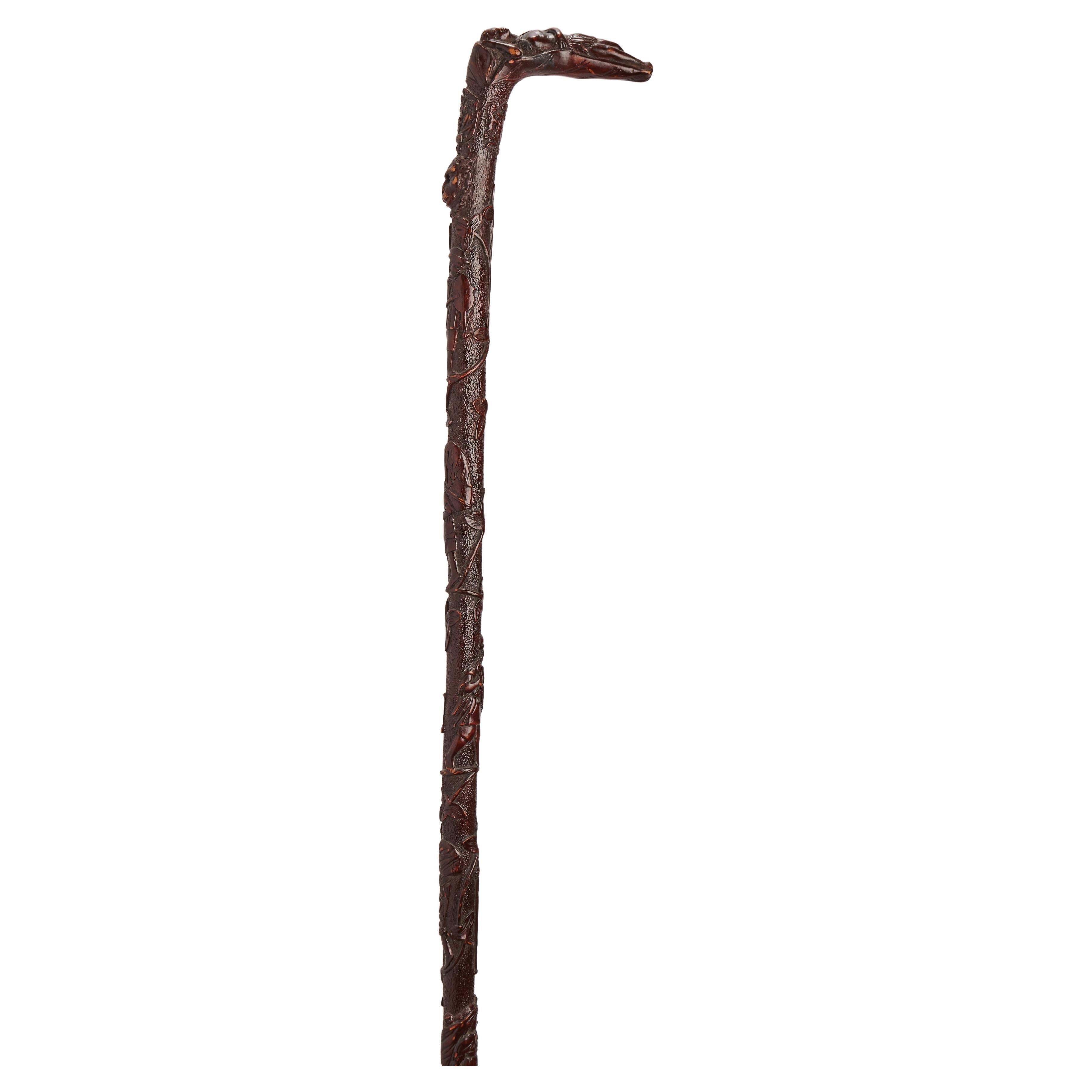 A refined Folk art walking stick with arts and crafts, Center America 1860. For Sale