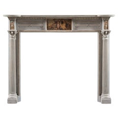 A Refined Neoclassical Eighteenth Century Chimneypiece in Painted Timber
