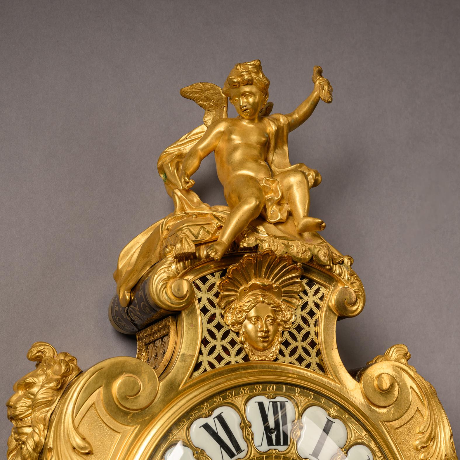 19th Century A Regence Style Grand Cartel de Applique In the Manner of André-Charles Boulle For Sale