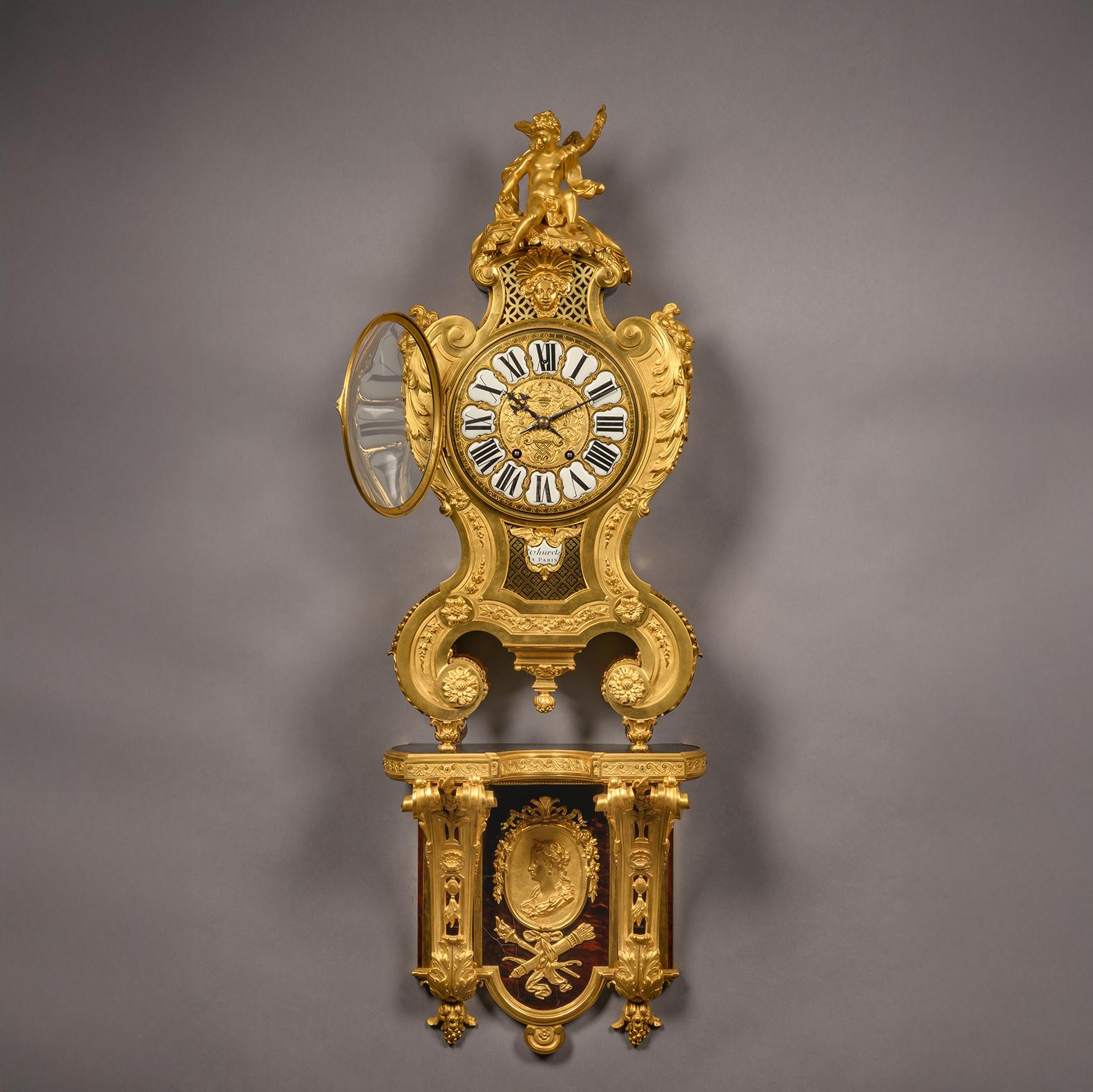 French A Regence Style Grand Cartel de Applique In the Manner of André-Charles Boulle For Sale