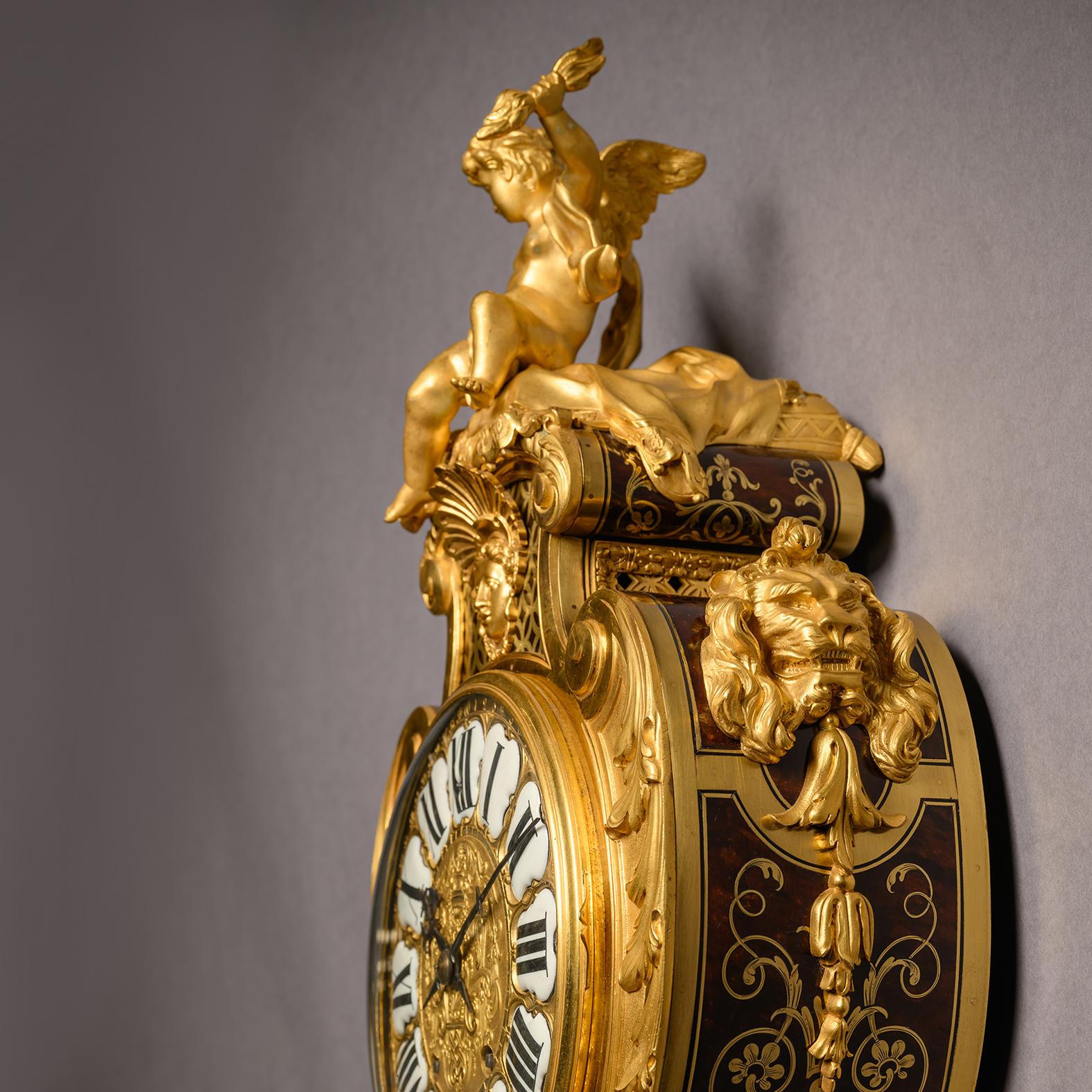 Bronze A Regence Style Grand Cartel de Applique In the Manner of André-Charles Boulle For Sale