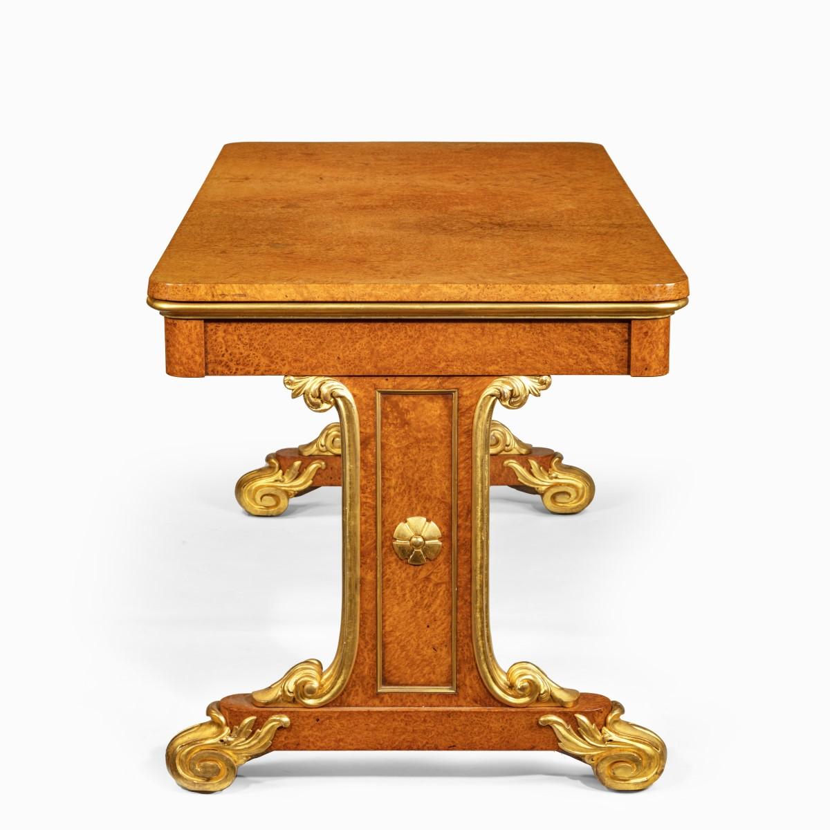 Regency Amboyna and Gilt Library Table Attributed to Seddon and Morel In Good Condition For Sale In Lymington, Hampshire