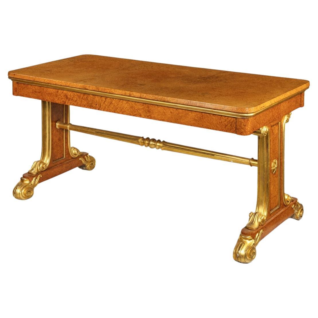 Regency Amboyna and Gilt Library Table Attributed to Seddon and Morel