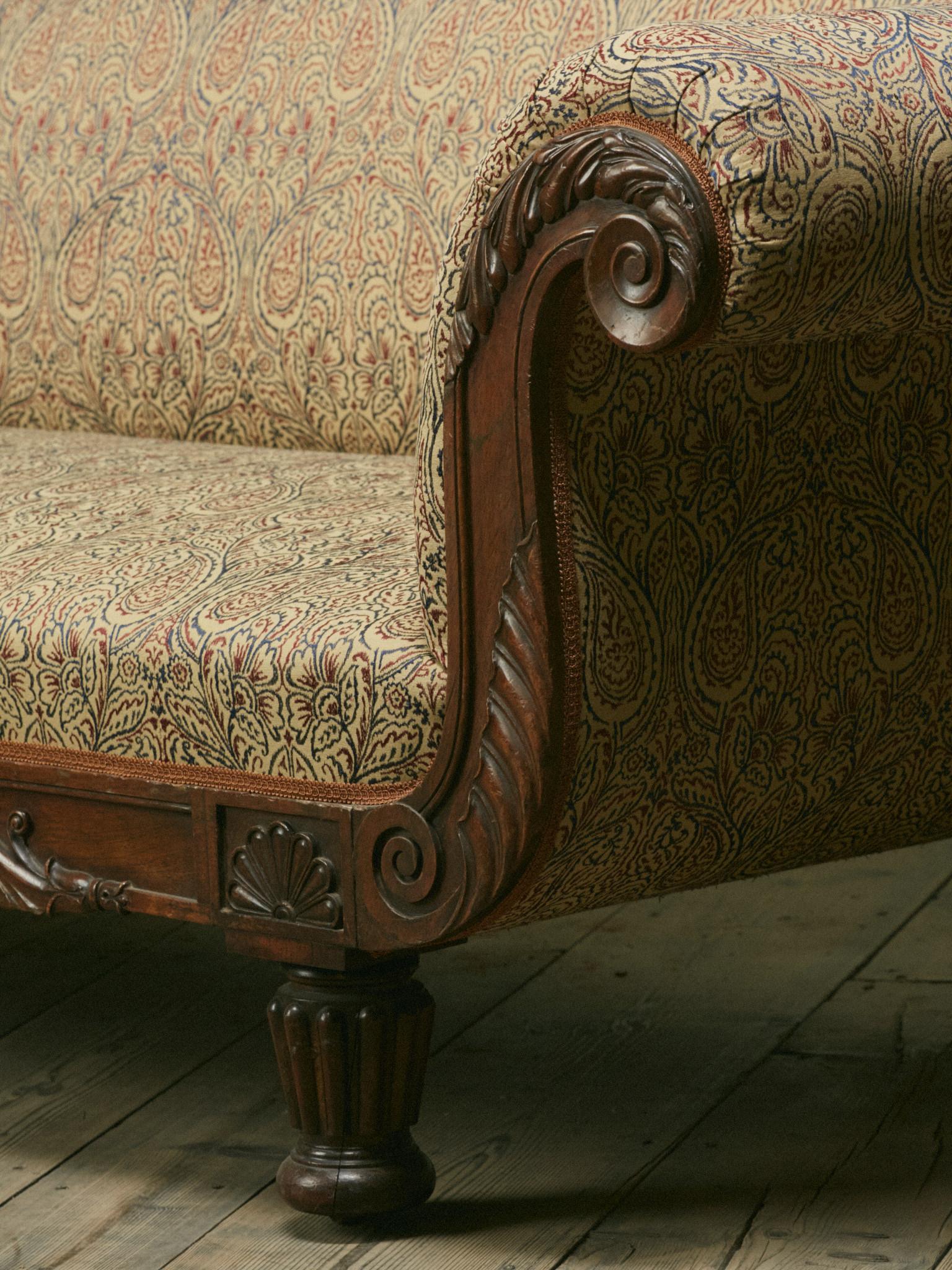Hand-Carved Regency Carved Rosewood Sofa